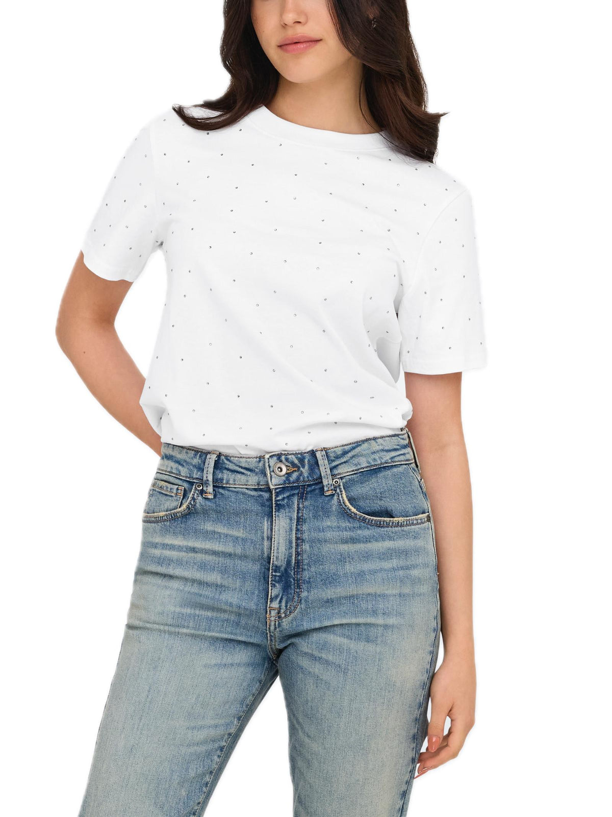T-shirt Only Monia Bianco con glitter 15340939 /White ONLY 