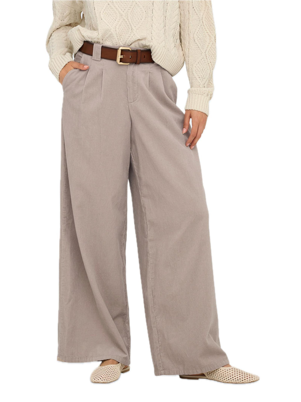 Pantalone Only Vea Beige in velluto a costine 15351309 /String ONLY 