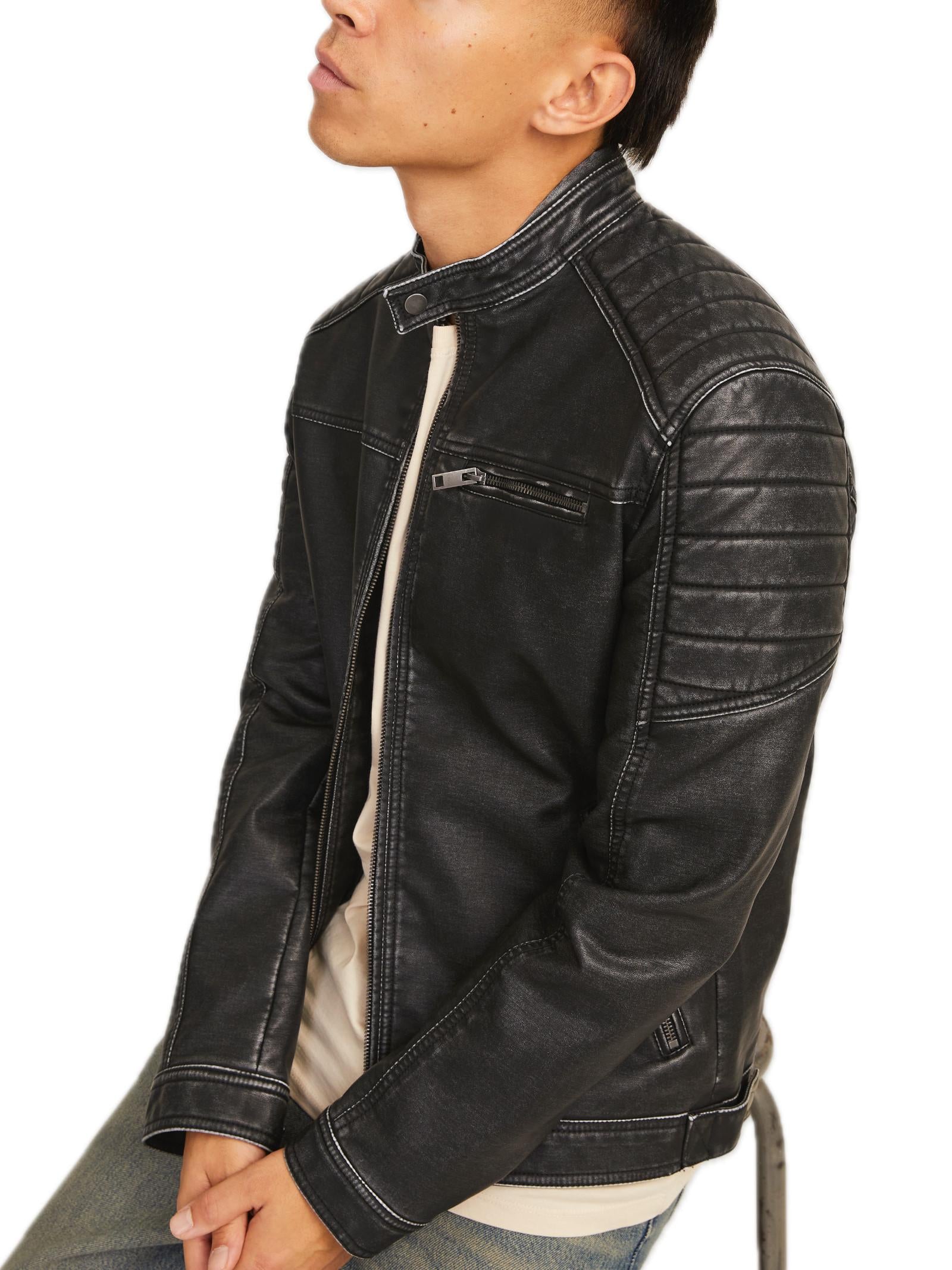 Biker Jack & Jones Rocki Nero in ecopelle