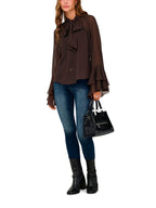 Blusa Only Ninna Marrone collo annodato 15367241 /Coffee Bean ONLY 