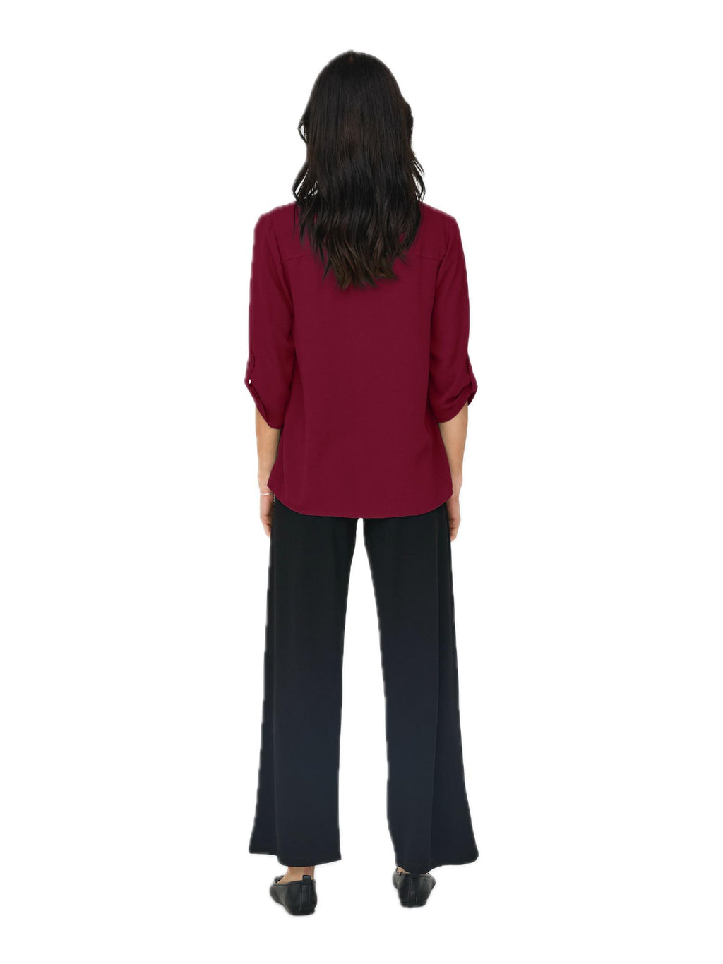 Blusa Jacqueline De Yong Bordeaux Diva scollo a V 15226911 /Cabernet JDY 