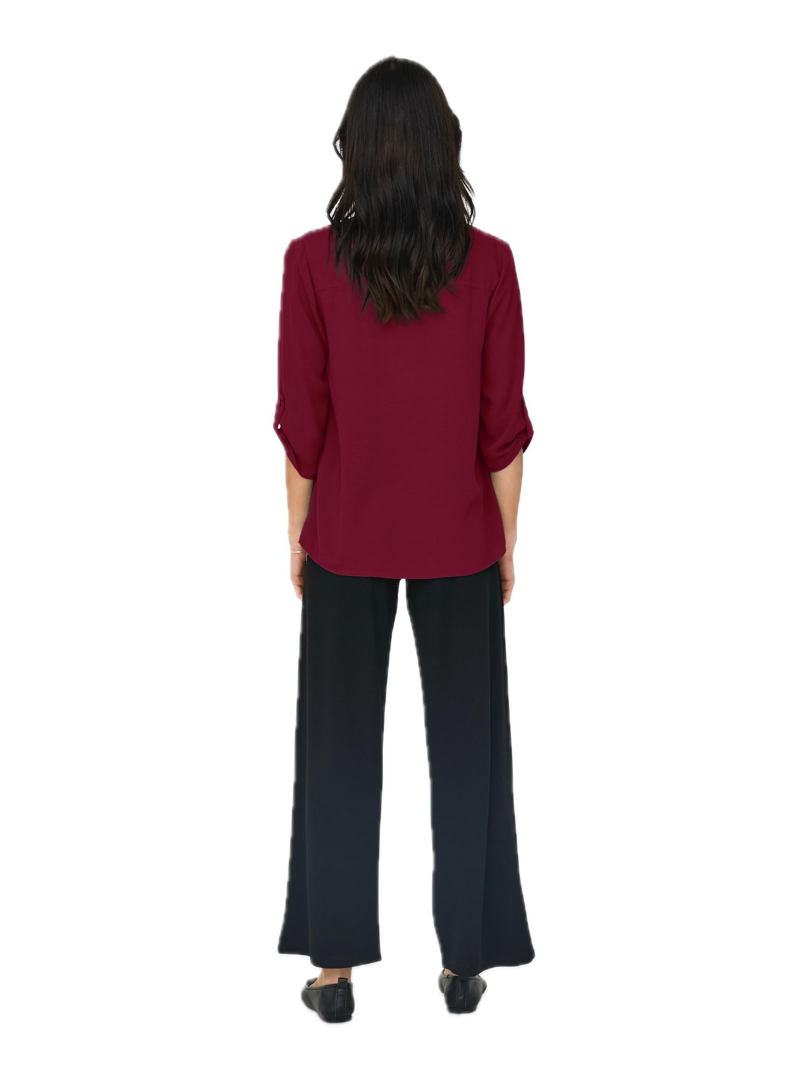 Blusa Jacqueline De Yong Bordeaux Diva scollo a V 15226911 /Cabernet JDY 