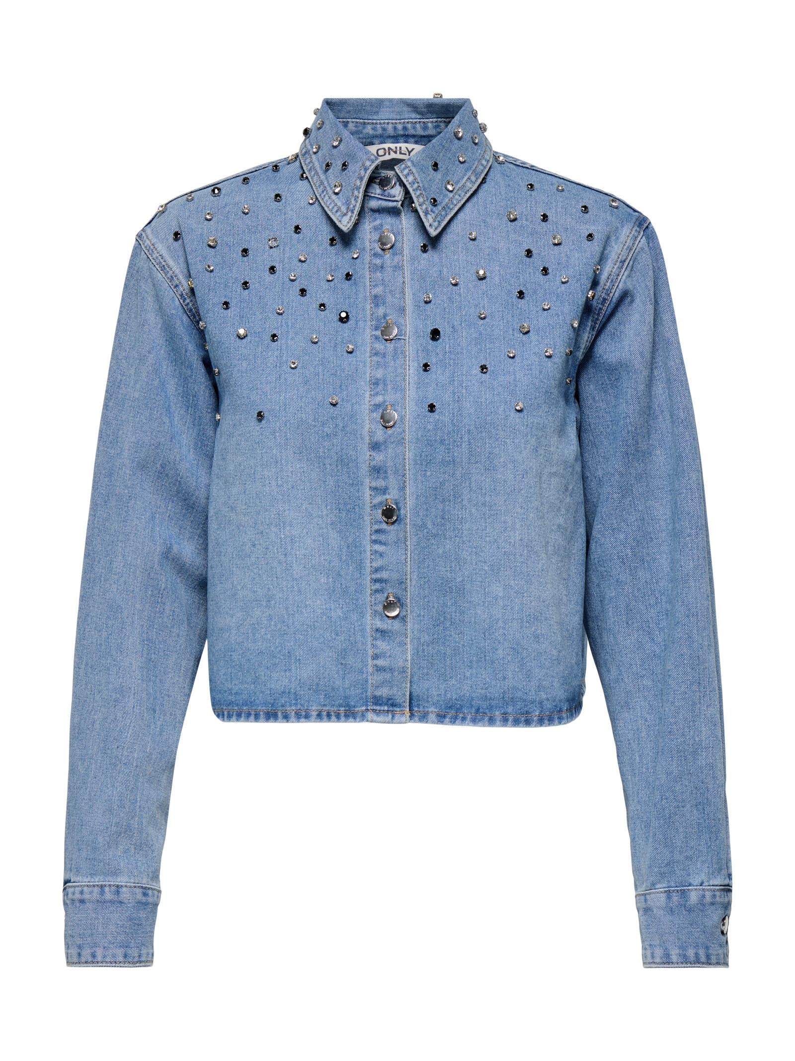 Camicia Only Maggie LIght Blue Denim con strass 15341749 /Light Blue Denim ONLY 
