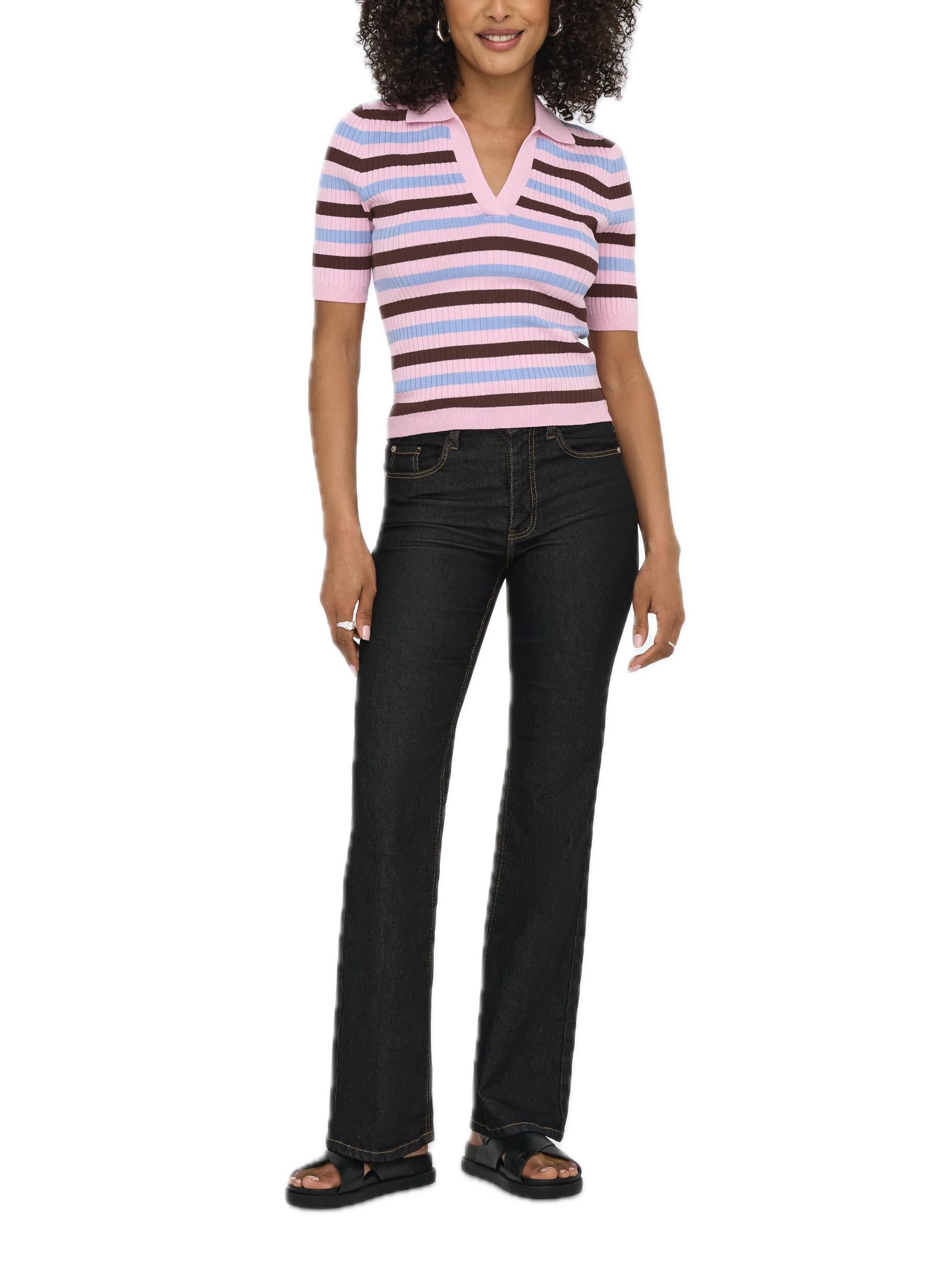 Polo Only Kaya Rosa a righe in maglia 15363776 /Purple ONLY 