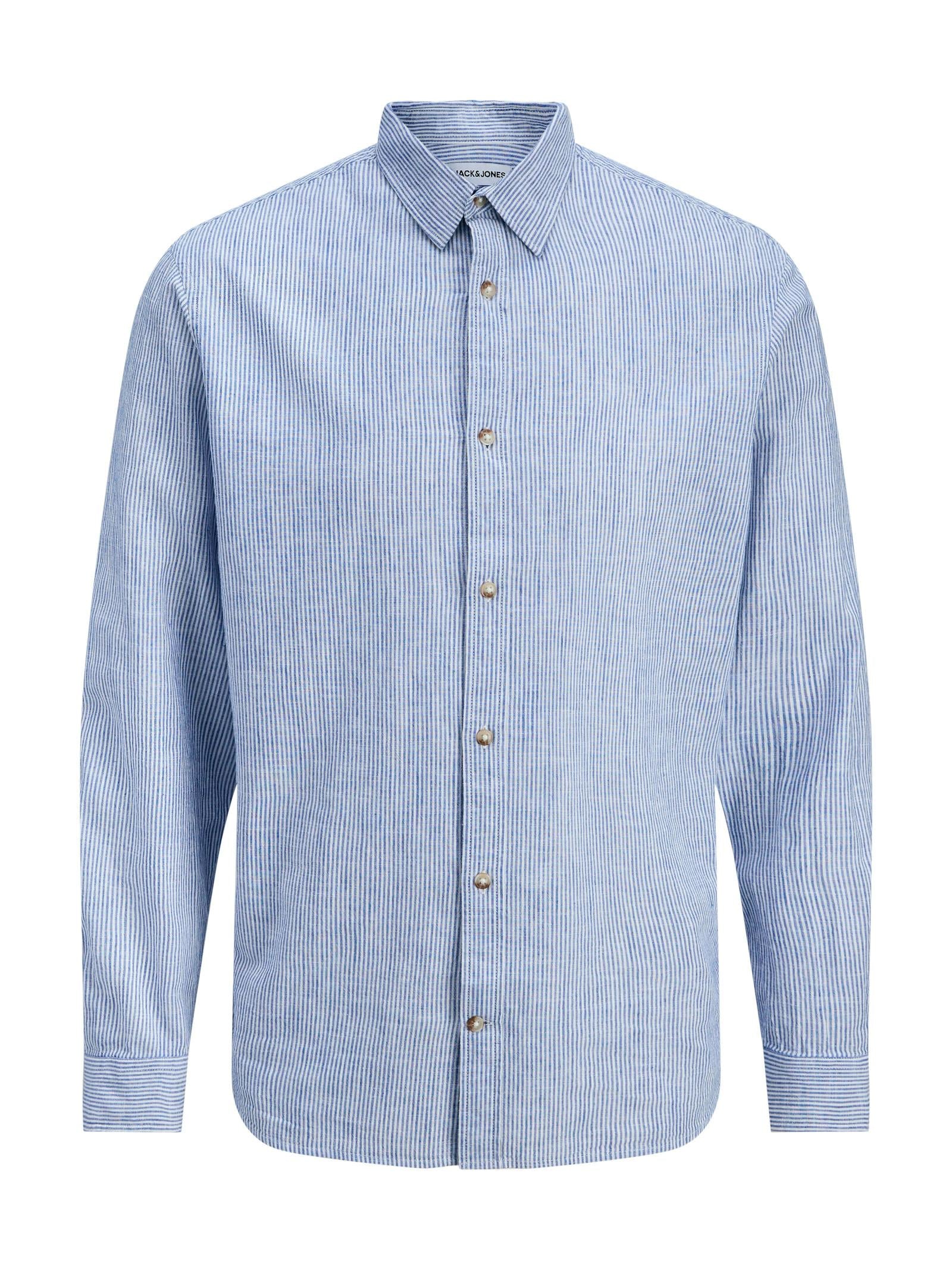 Camicia Jack & Jones Celeste bianco Summer misto lino 12289174 /Infinity JACK & JONES 