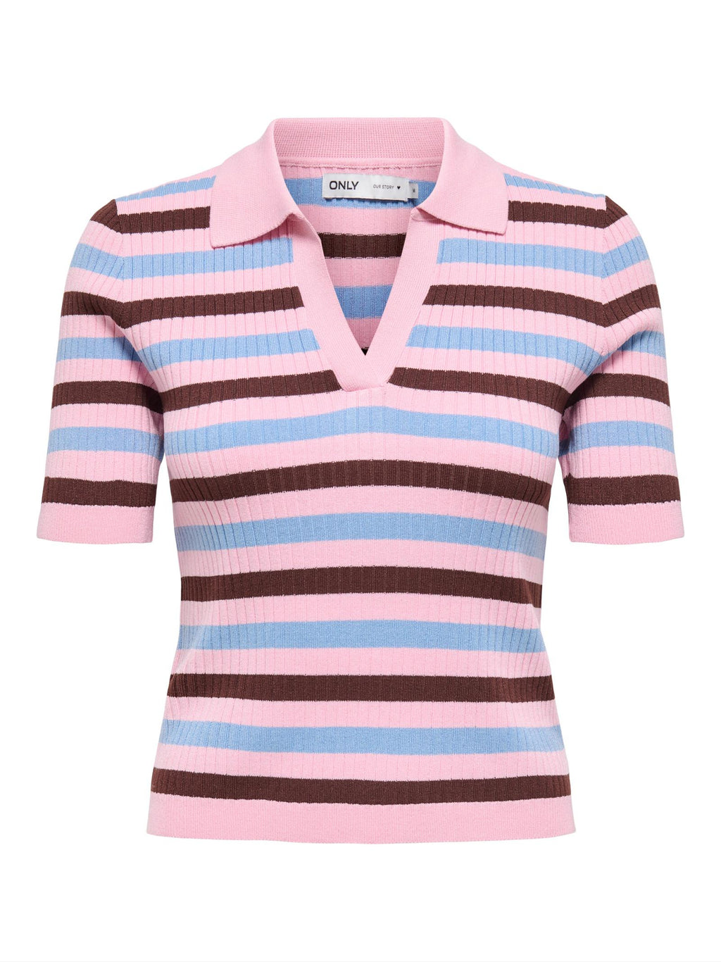 Polo Only Kaya Rosa a righe in maglia 15363776 /Purple ONLY 