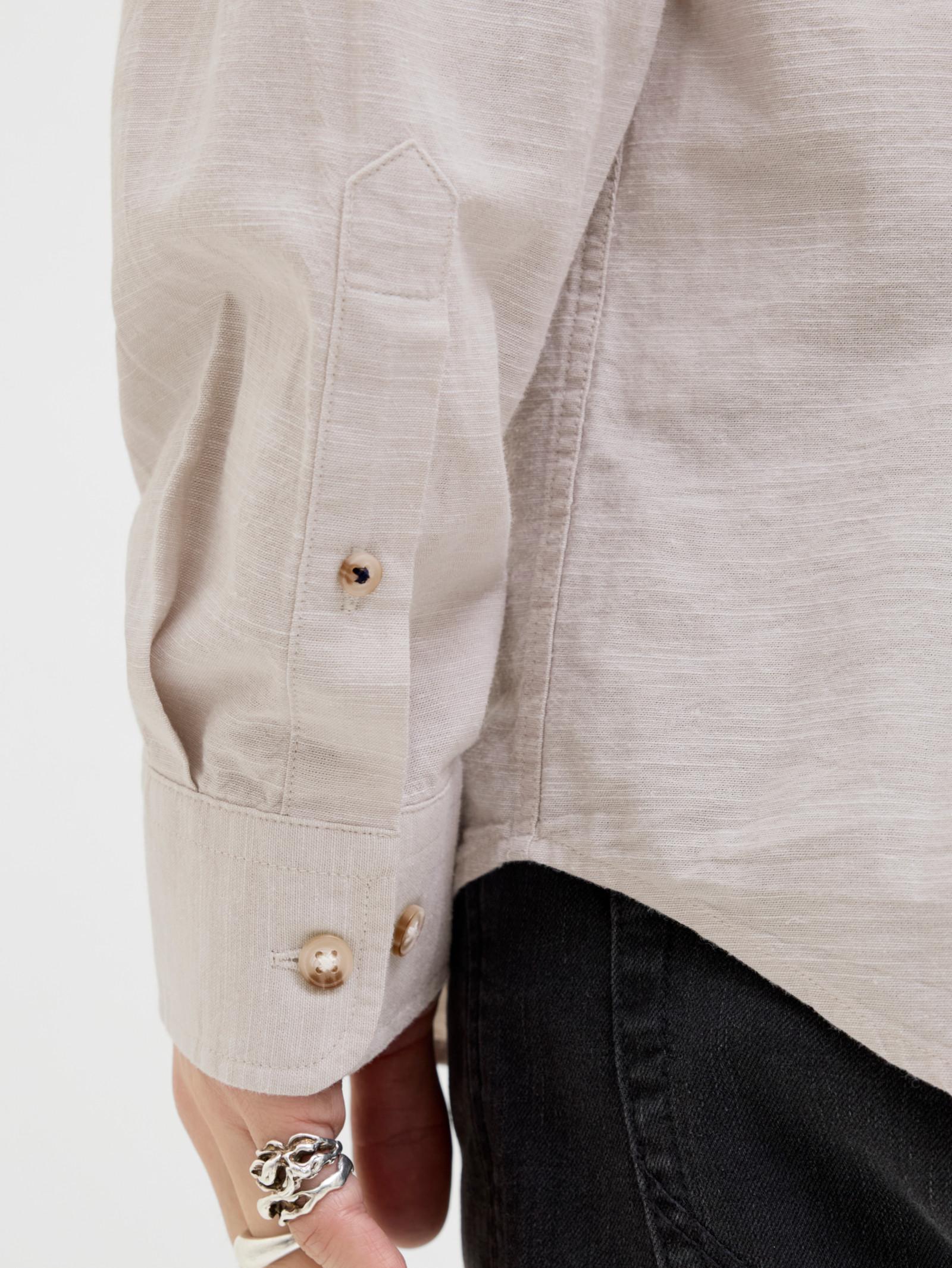 Camicia Jack & Jones Beige Summer coreana lino 12269319 /Crockery JACK & JONES 