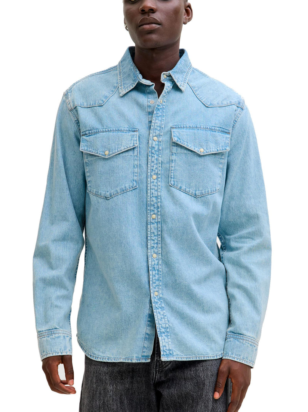 Camicia Jack & Jones Western Medium Blue Denim 12289219 /Blue Denim JACK & JONES 