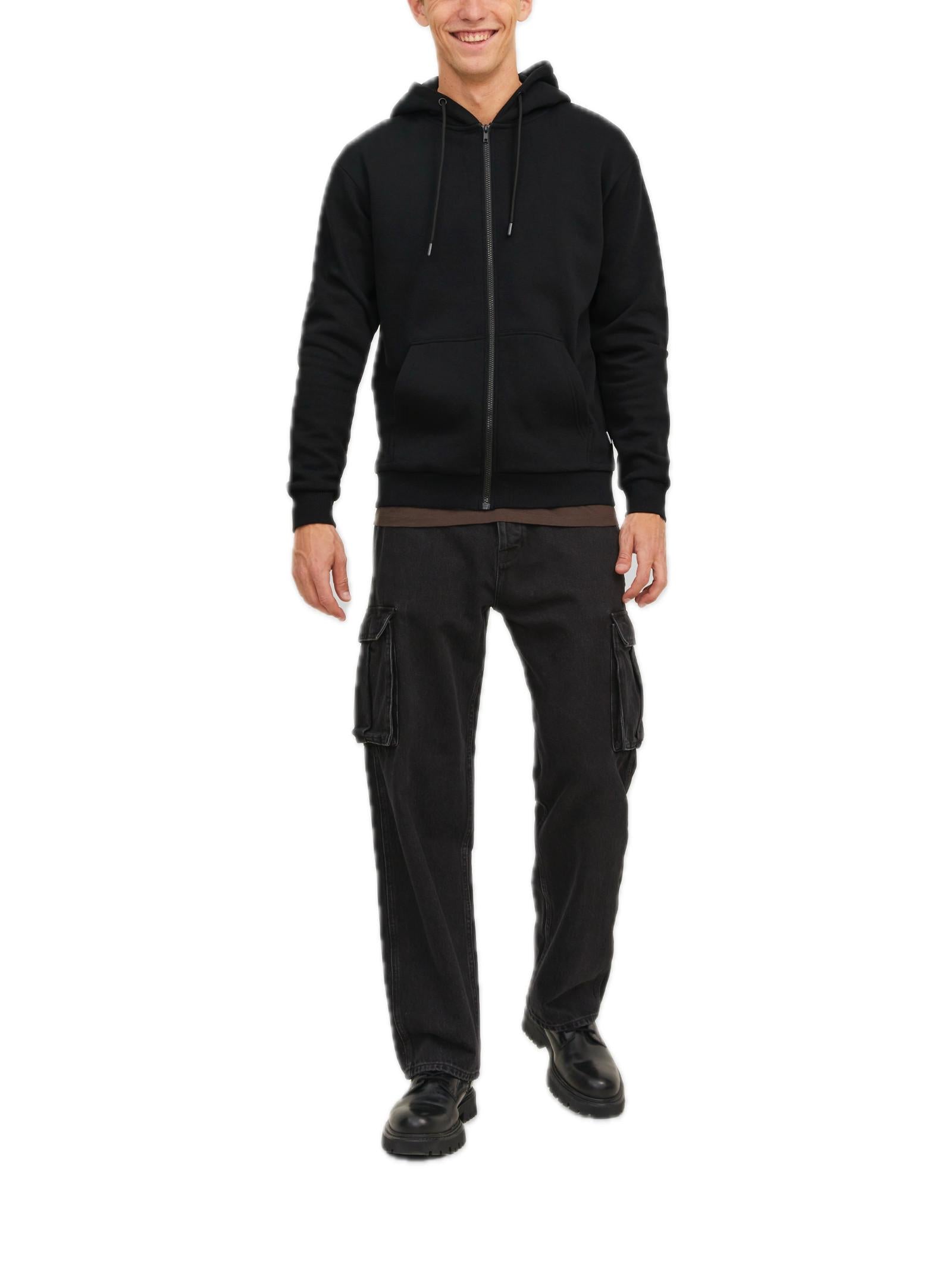 Felpa Jack & Jones Nero Bradley zip 12249342 /Black JACK & JONES 