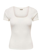 T-shirt JDY Bianco Lucky scollo a U 15370201 /Cloud Dancer JDY 
