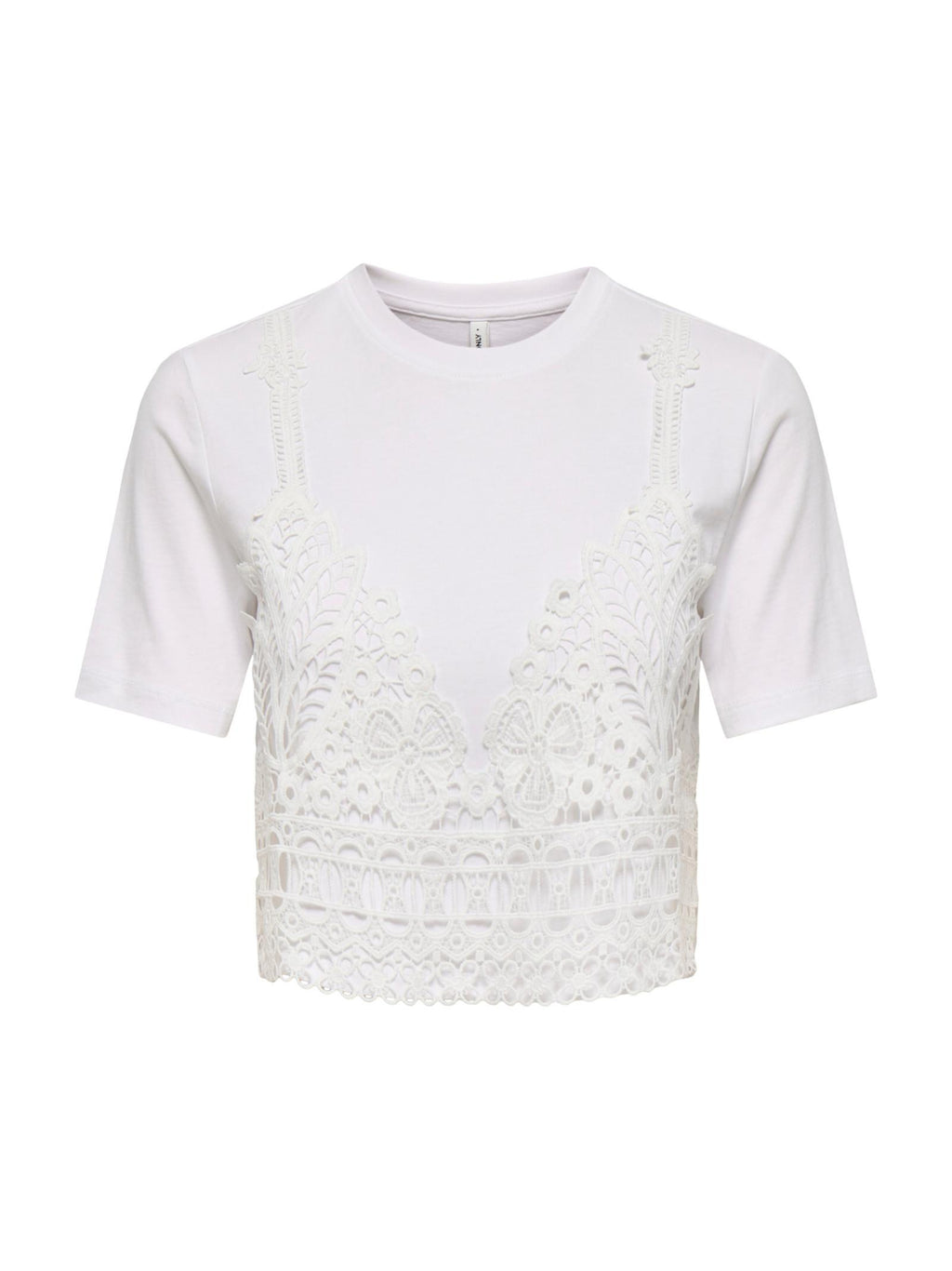 T-shirt Only Bianco Betsy dettaglio pizzo 15346327 /Bright White ONLY 