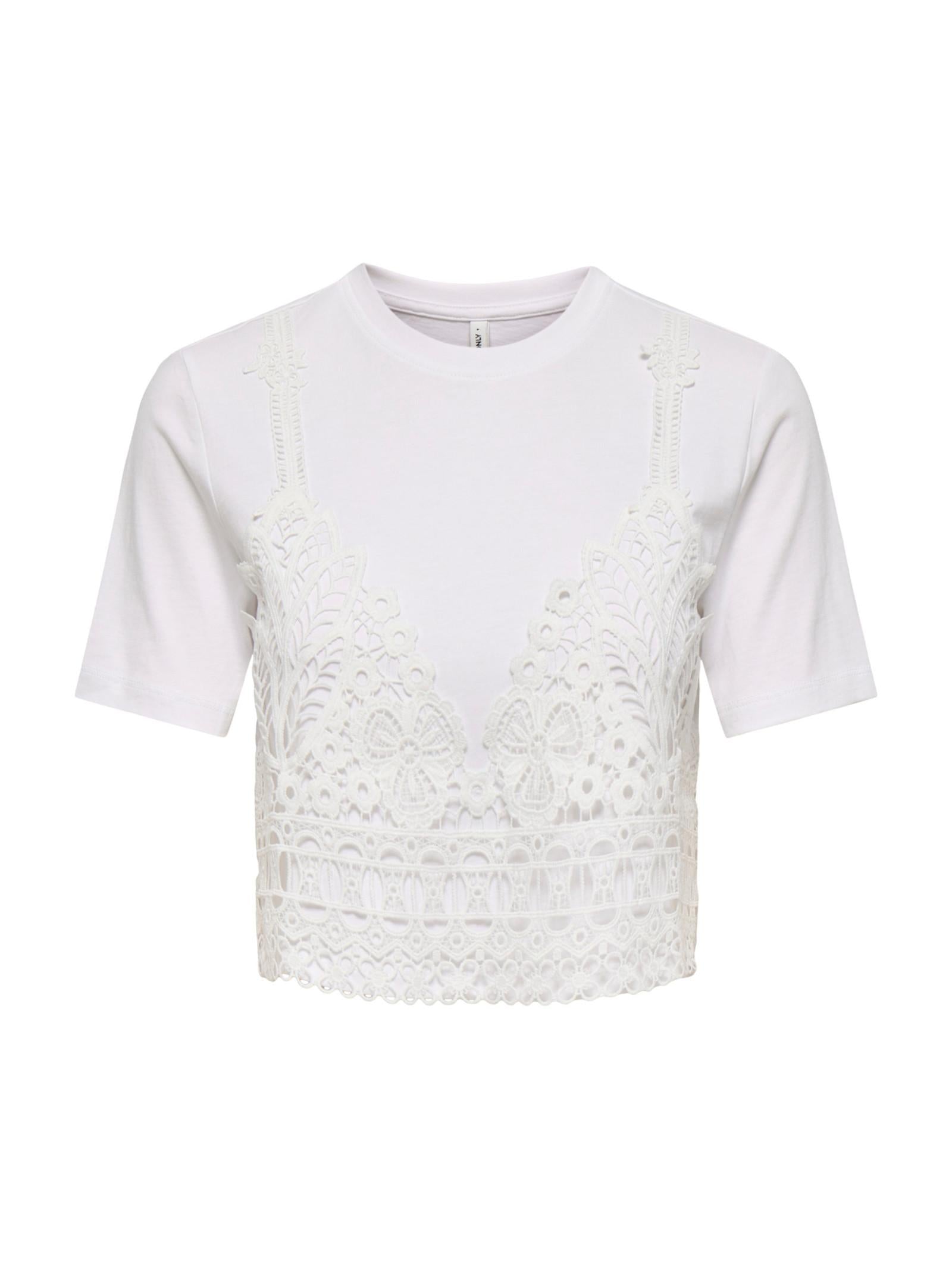 T-shirt Only Bianco Betsy dettaglio pizzo 15346327 /Bright White ONLY 