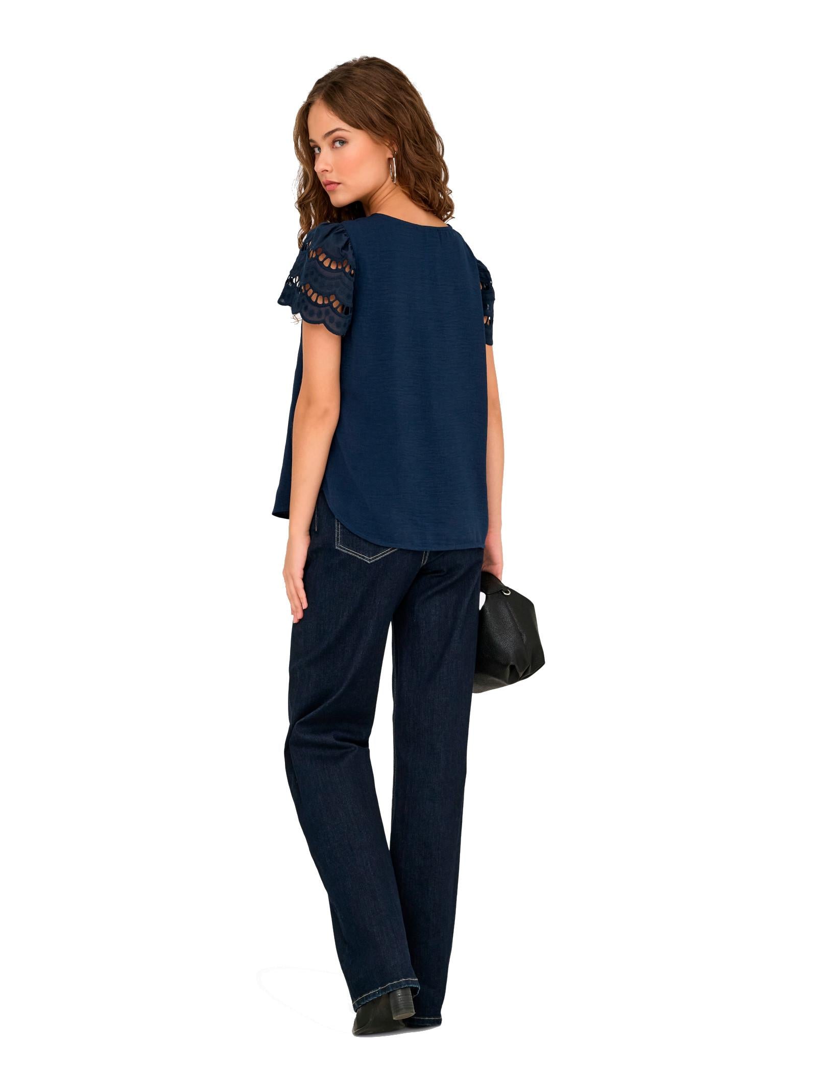 T-shirt JDY Hannah Blu ricamo 15312609 /Black Iris JDY 