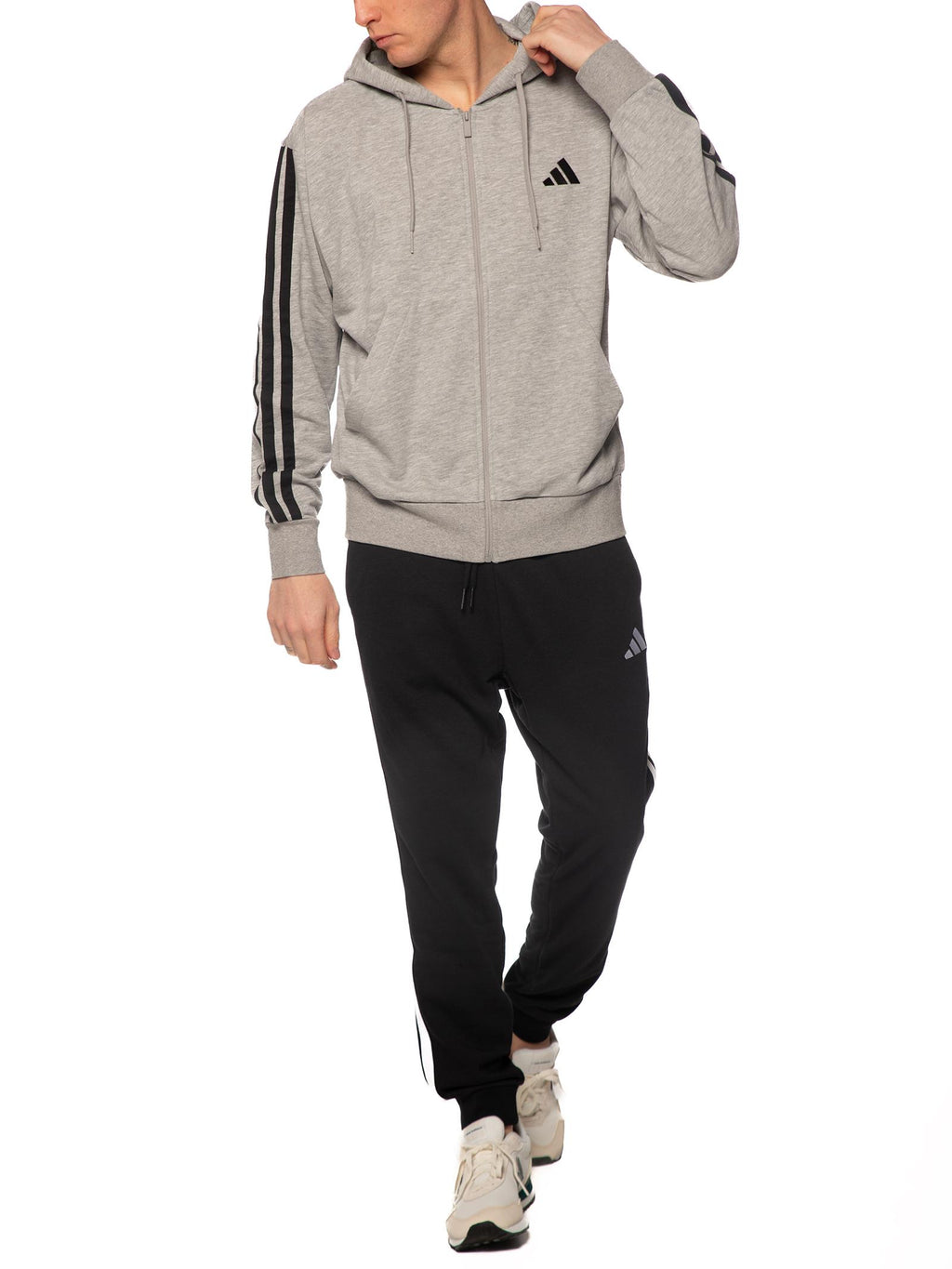 Felpa Adidas Nero con cappuccio e zip JE6338 GRIGIO ADIDAS 