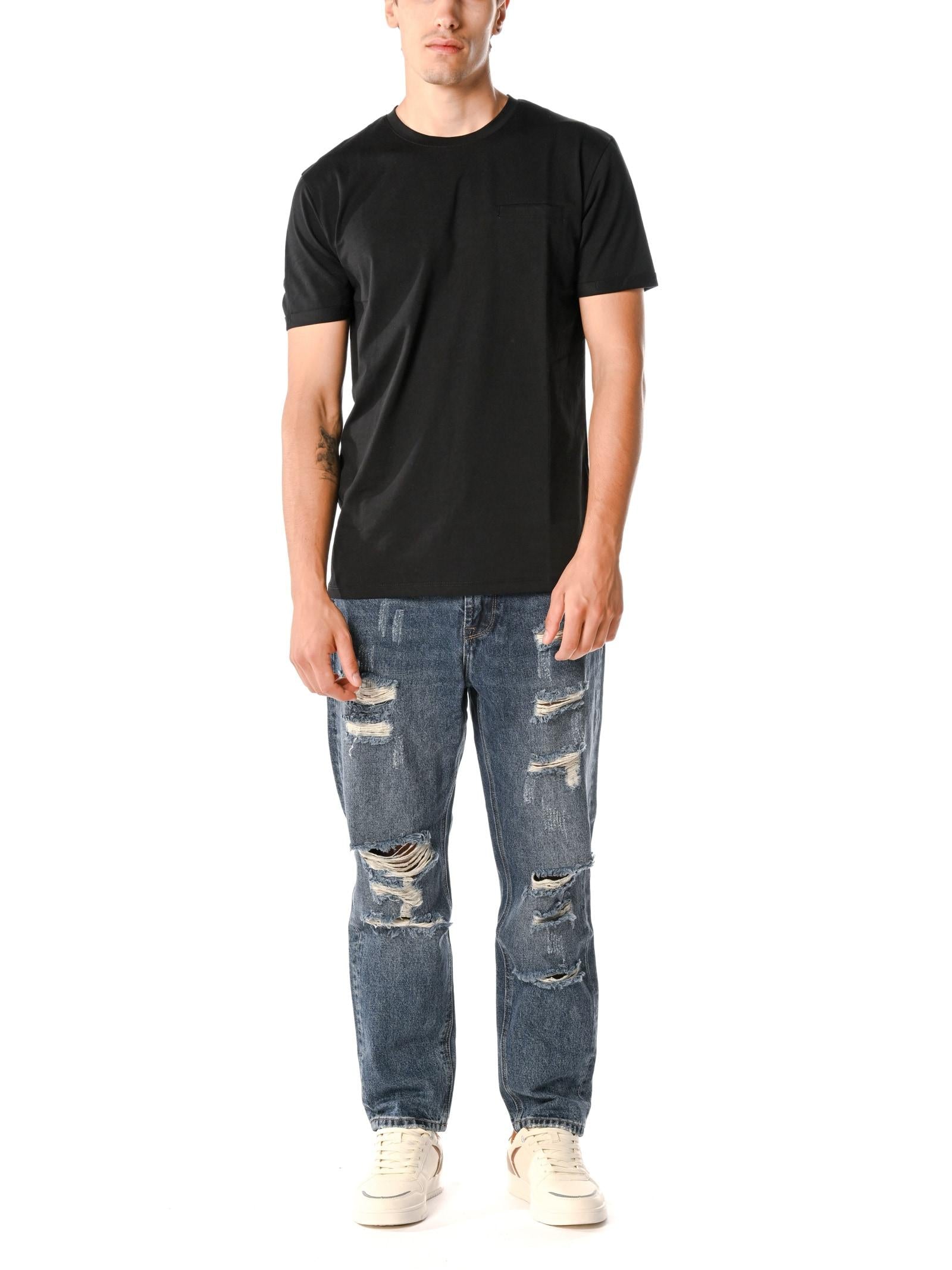 T-Shirt Gianni Lupo Uomo Nero girocollo con taschino GL1079F NERO GIANNI LUPO 