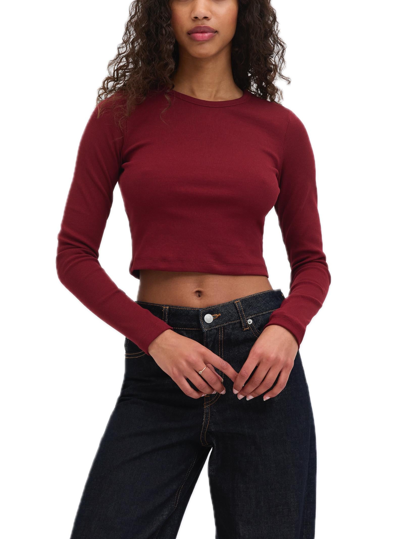 T-shirt JJXX Feline Bordeaux manica lunga