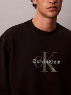 Felpa Calvin Klein Nero Terry girocollo LV04RD242G UB1 CALVIN KLEIN 