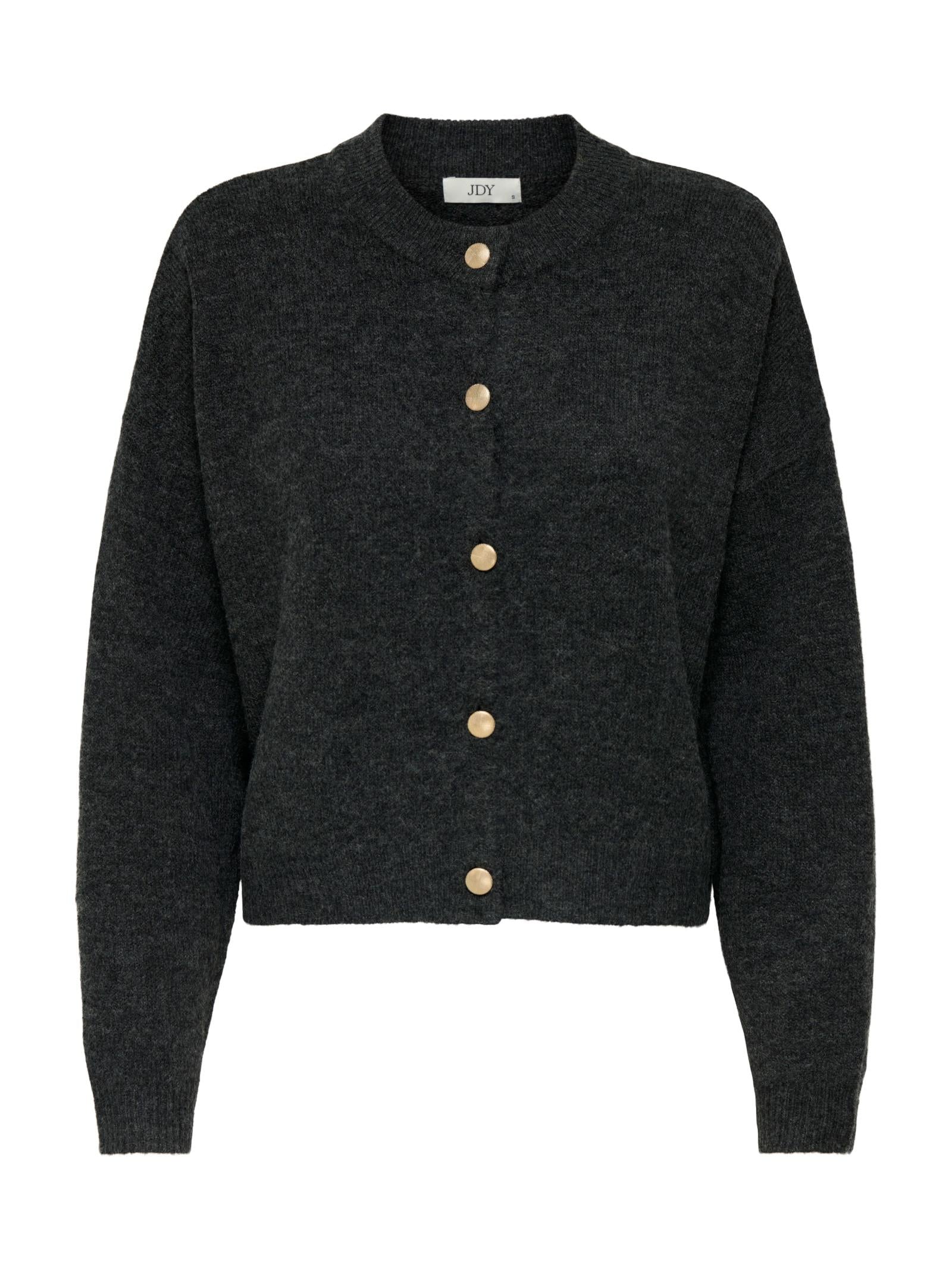 Cardigan Jacqueline De Yong Debbie Grigio scuro girocollo 15355480 /Dark Grey Melange JDY 