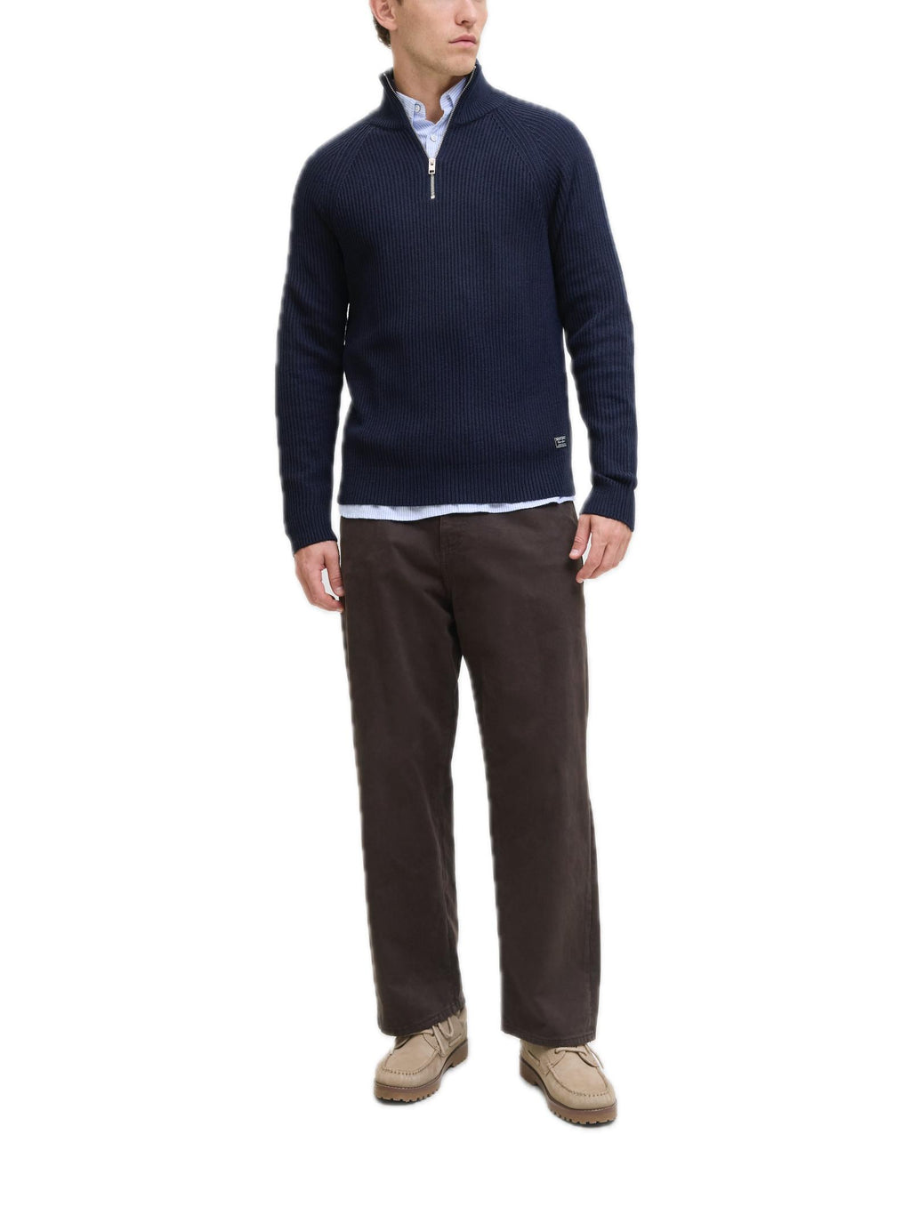 Maglia Jack & Jones Pannel Blu con mezza zip 12278919 /Sky Captain JACK & JONES 