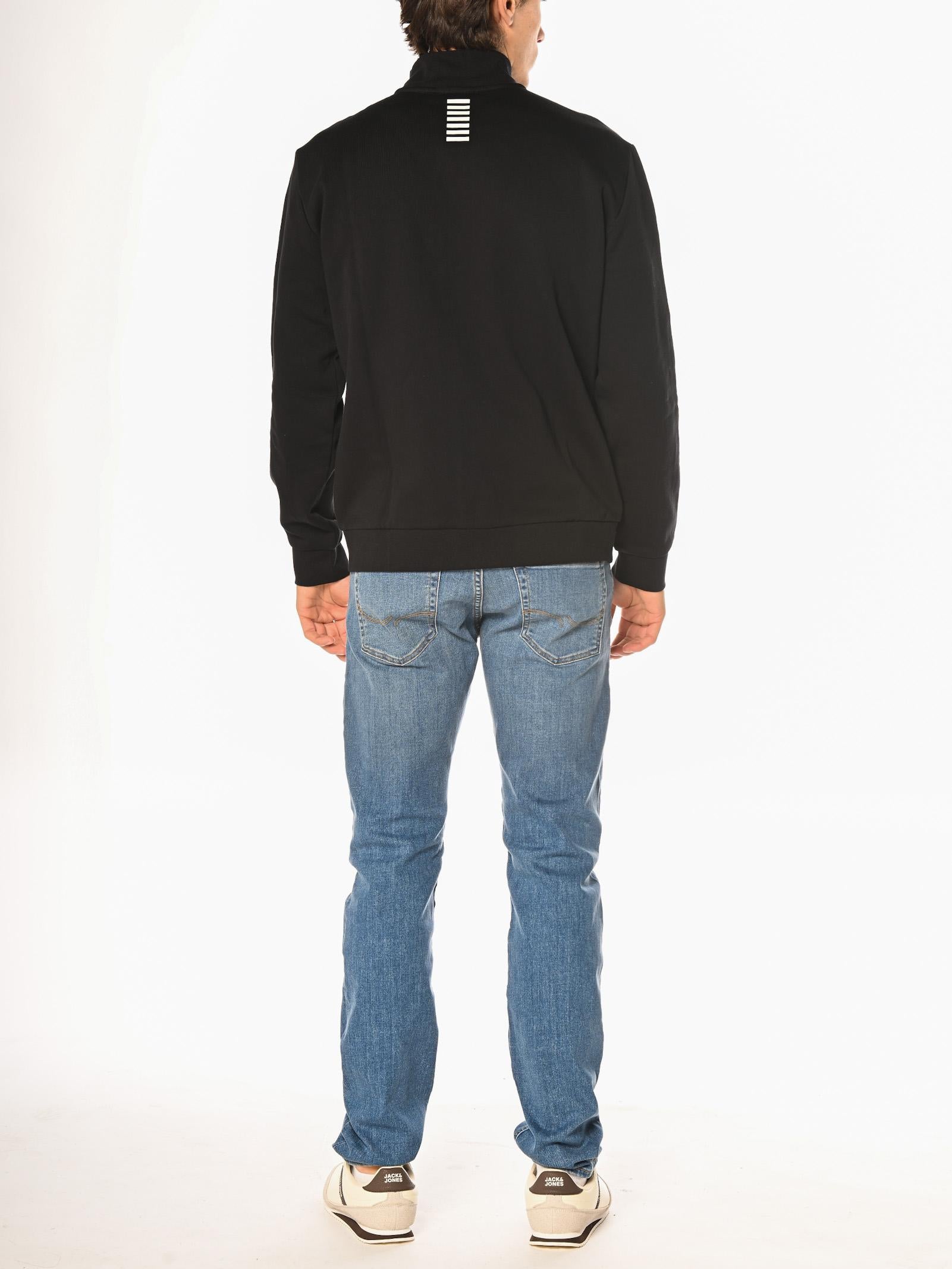 Felpa Emporio Armani Nero train core con zip 8NPM36 1200 EA7 
