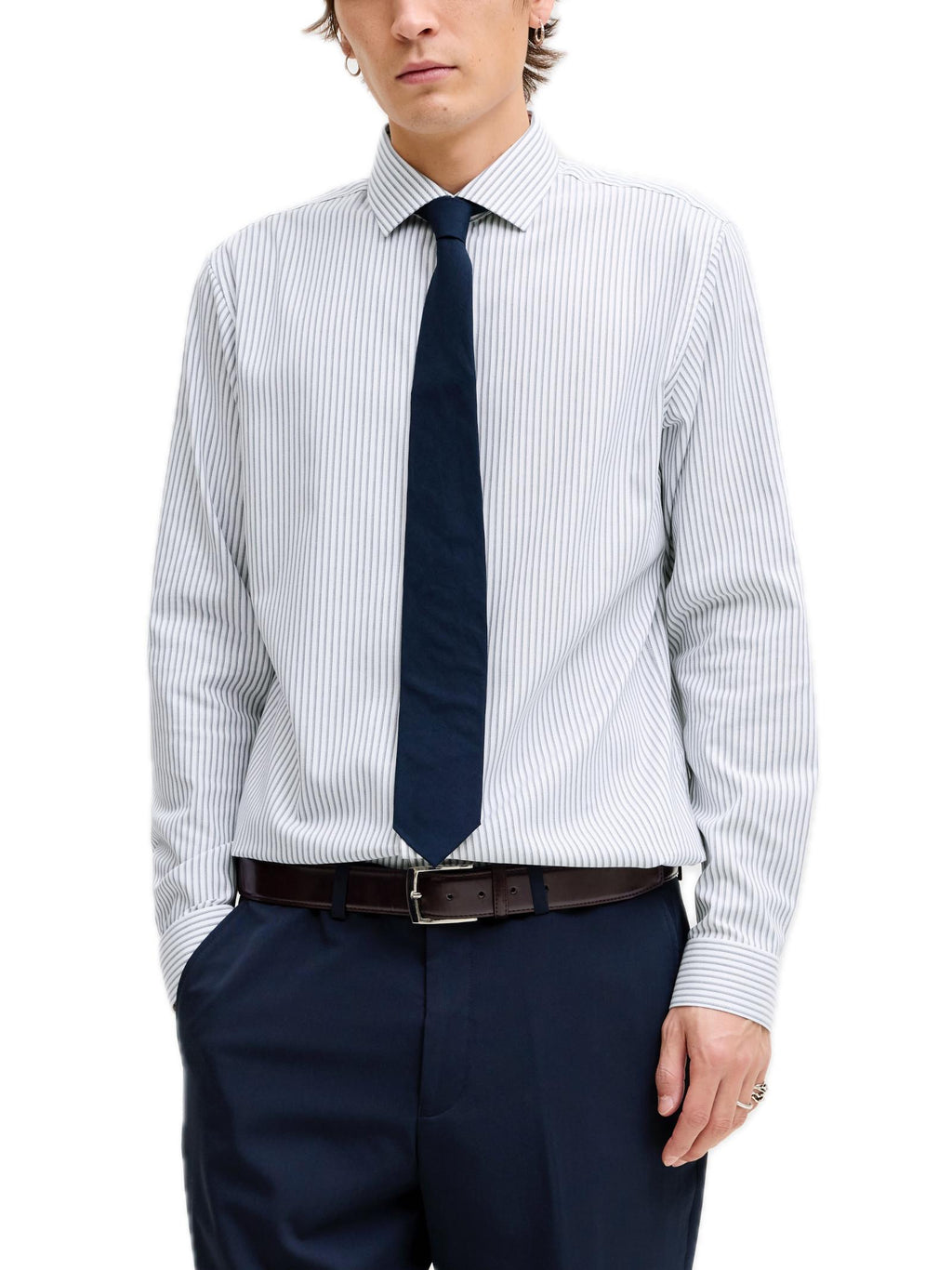 Camicia Jack & Jones Parker Bianco Blu No Stiro 12227385 /Faded Denim JACK & JONES 