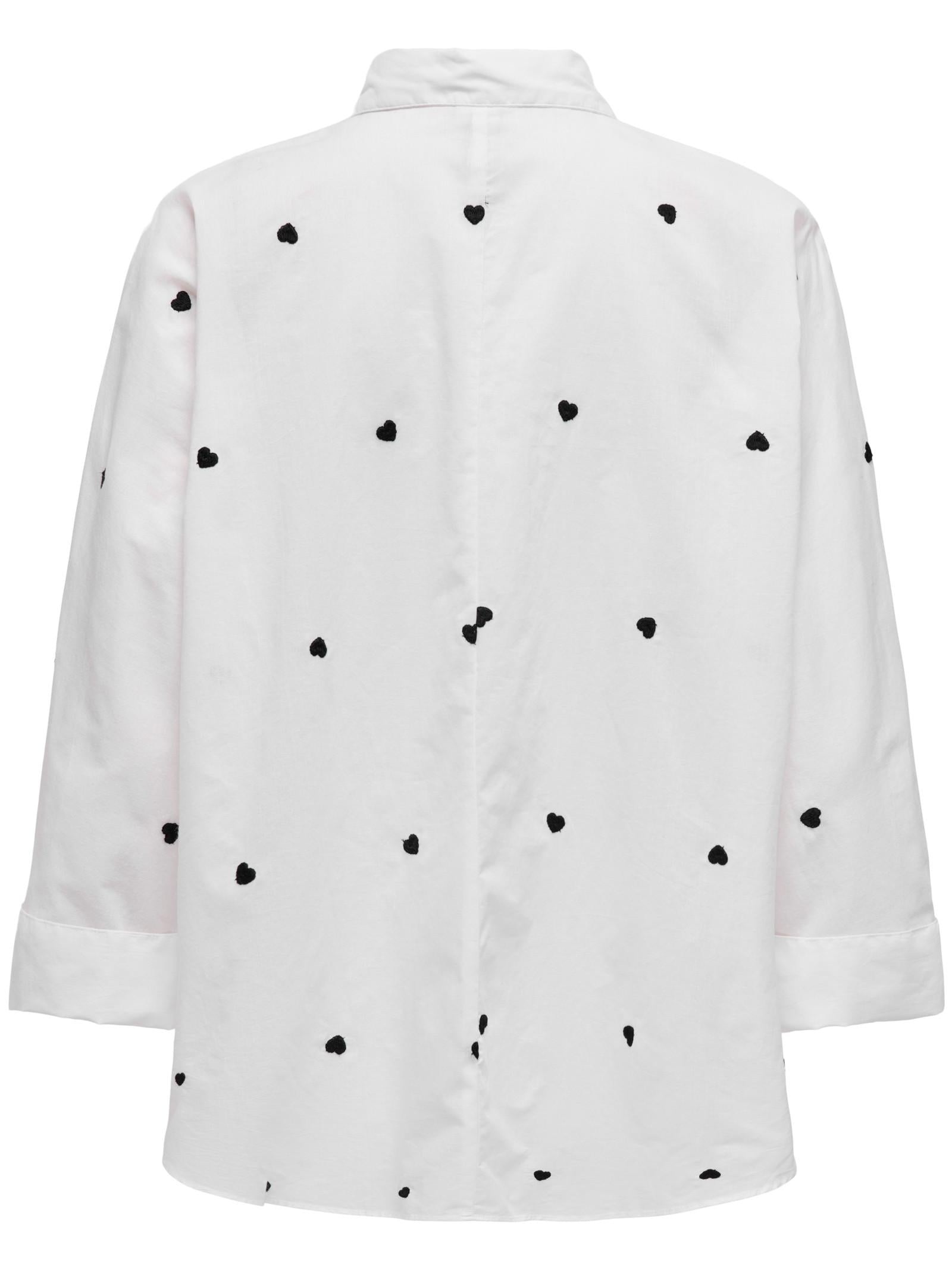 Camicia Only Bianco Nero Lina polsini ampi 15283743 /Hearts Bright White ONLY 