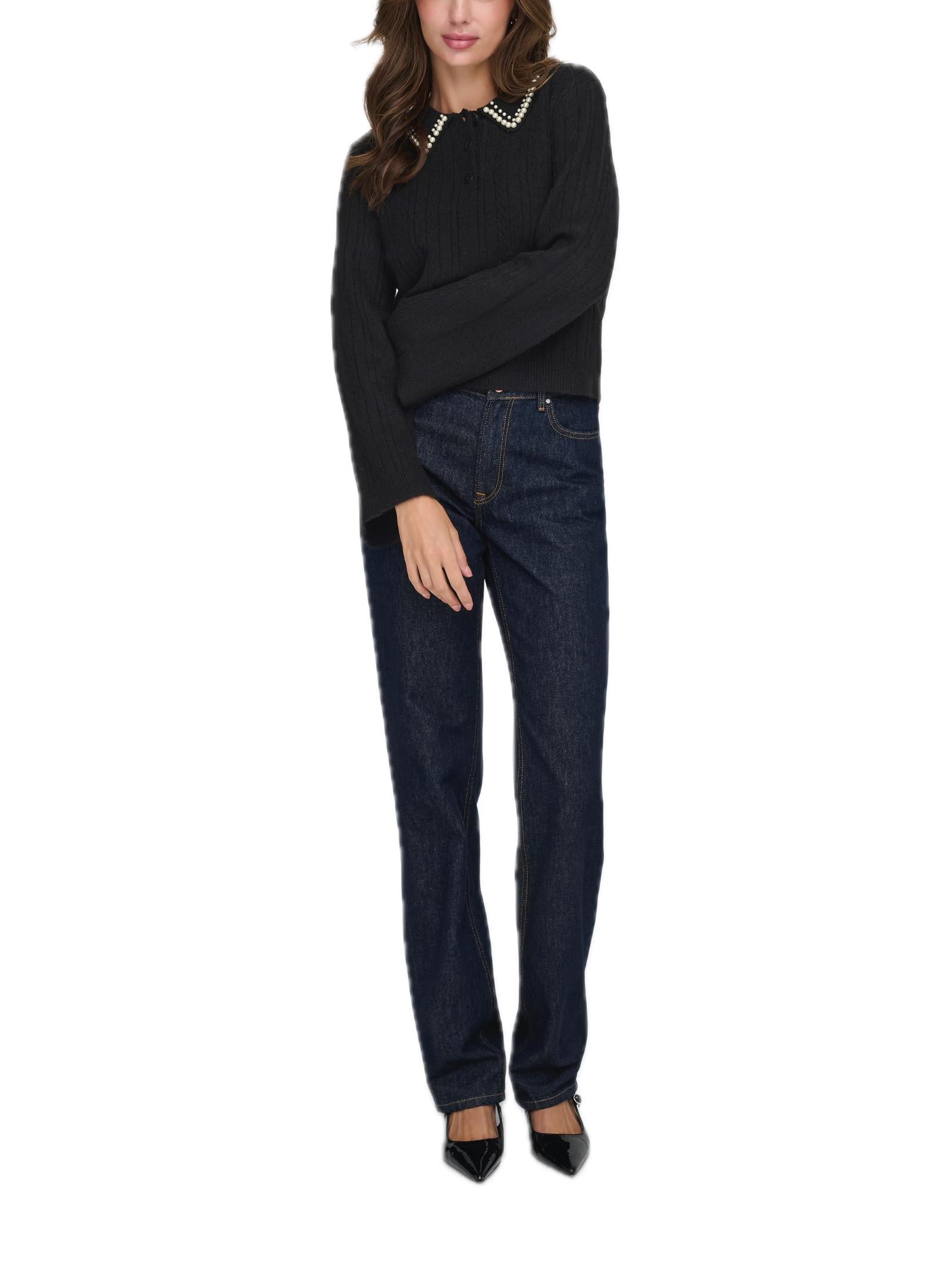 Maglia Jacqueline De Yong April Nero con colletto 15351838 /Black JDY 