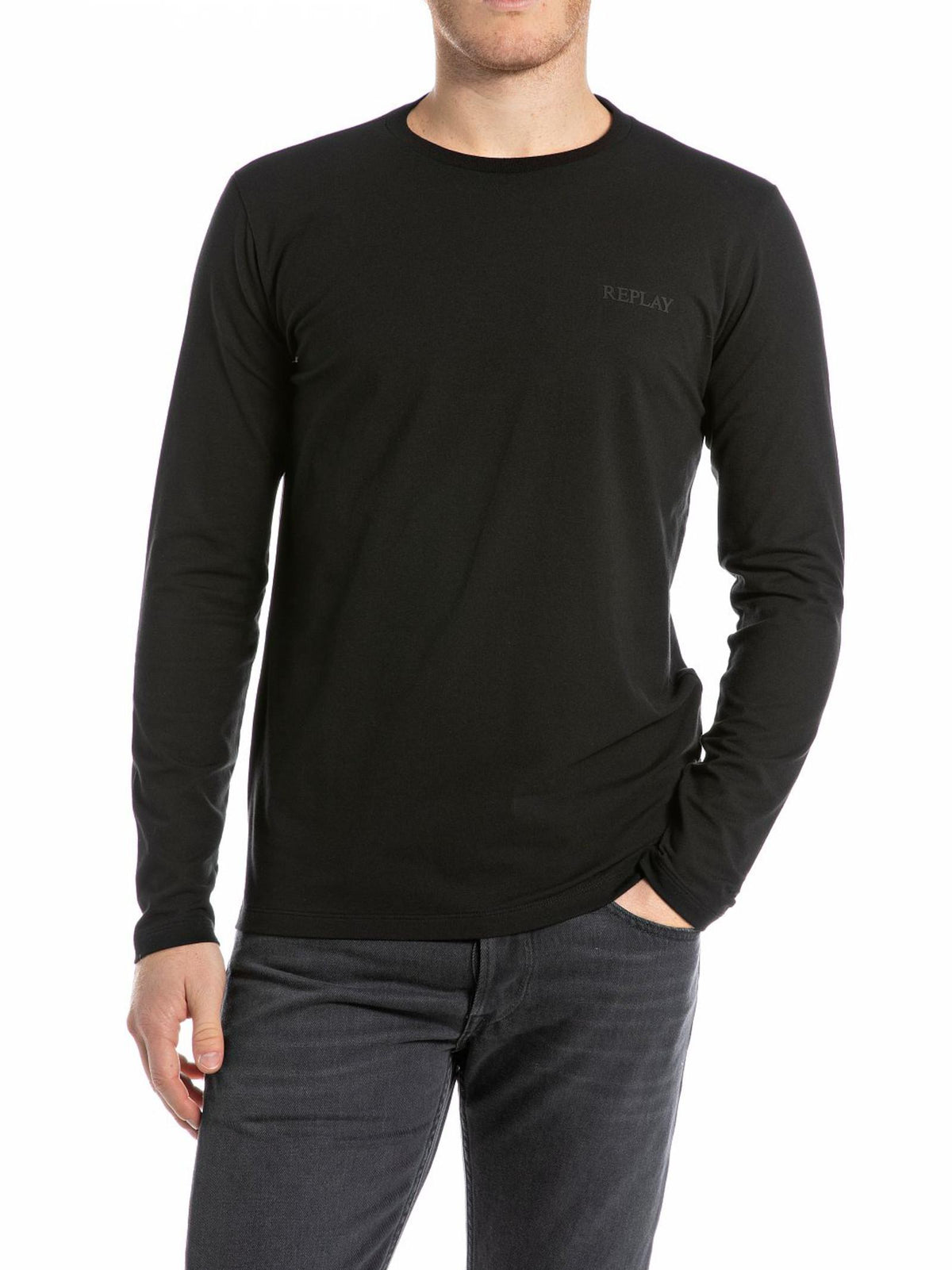 T-shirt Replay Nero Basic manica lunga M3233 098 REPLAY 