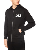 Felpa DS2 Nero Basic con cappuccio e zip SS26271 NERO DS2 