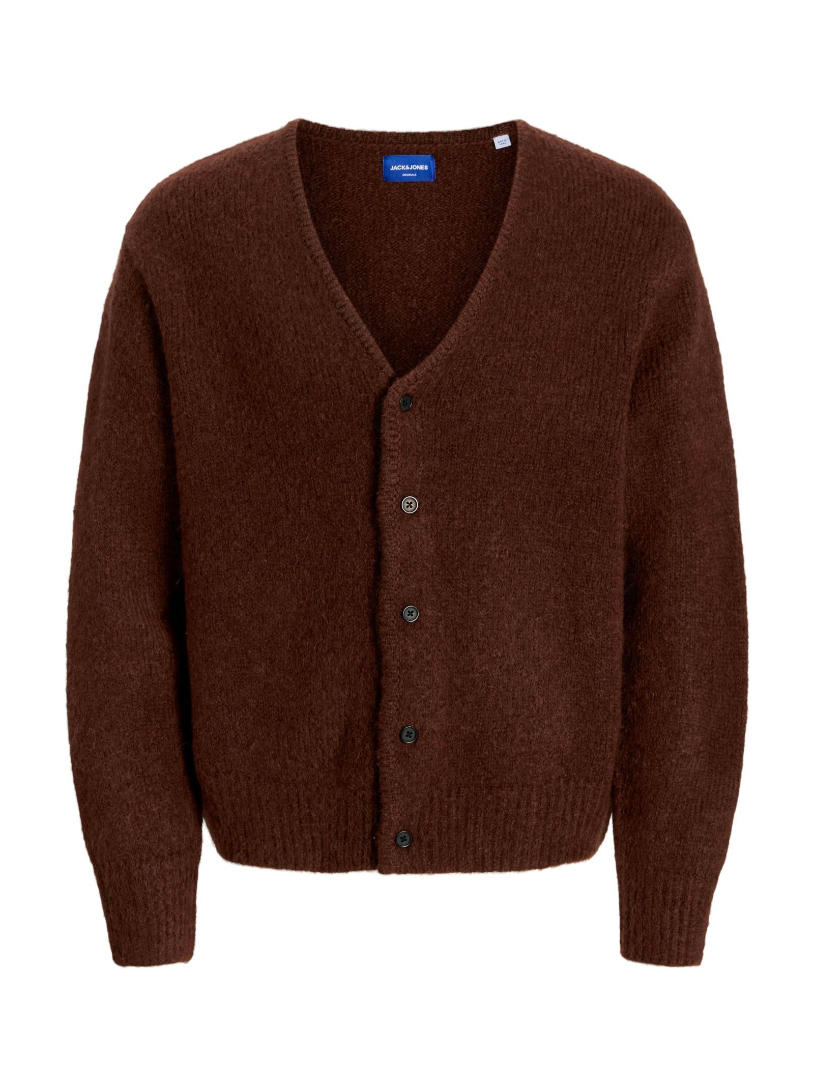 Cardigan Jack & Jones Liverpool Marrone scollo a V 12282854 /Deep Mahogany JACK & JONES 