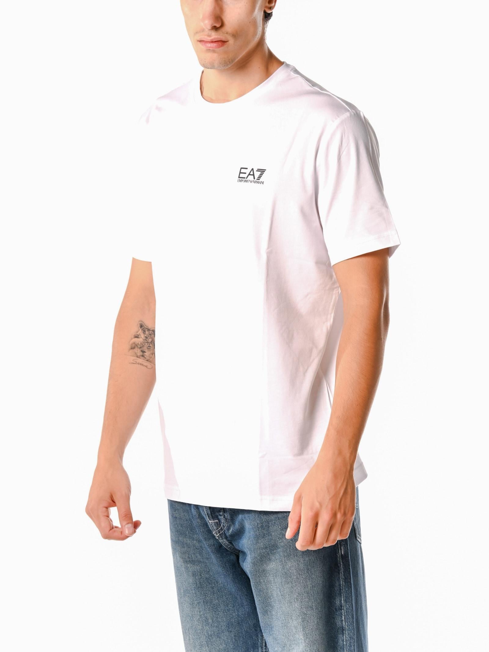 T-shirt Emporio Armani Bianco logo piccolo 8NPT26 1100 EA7 