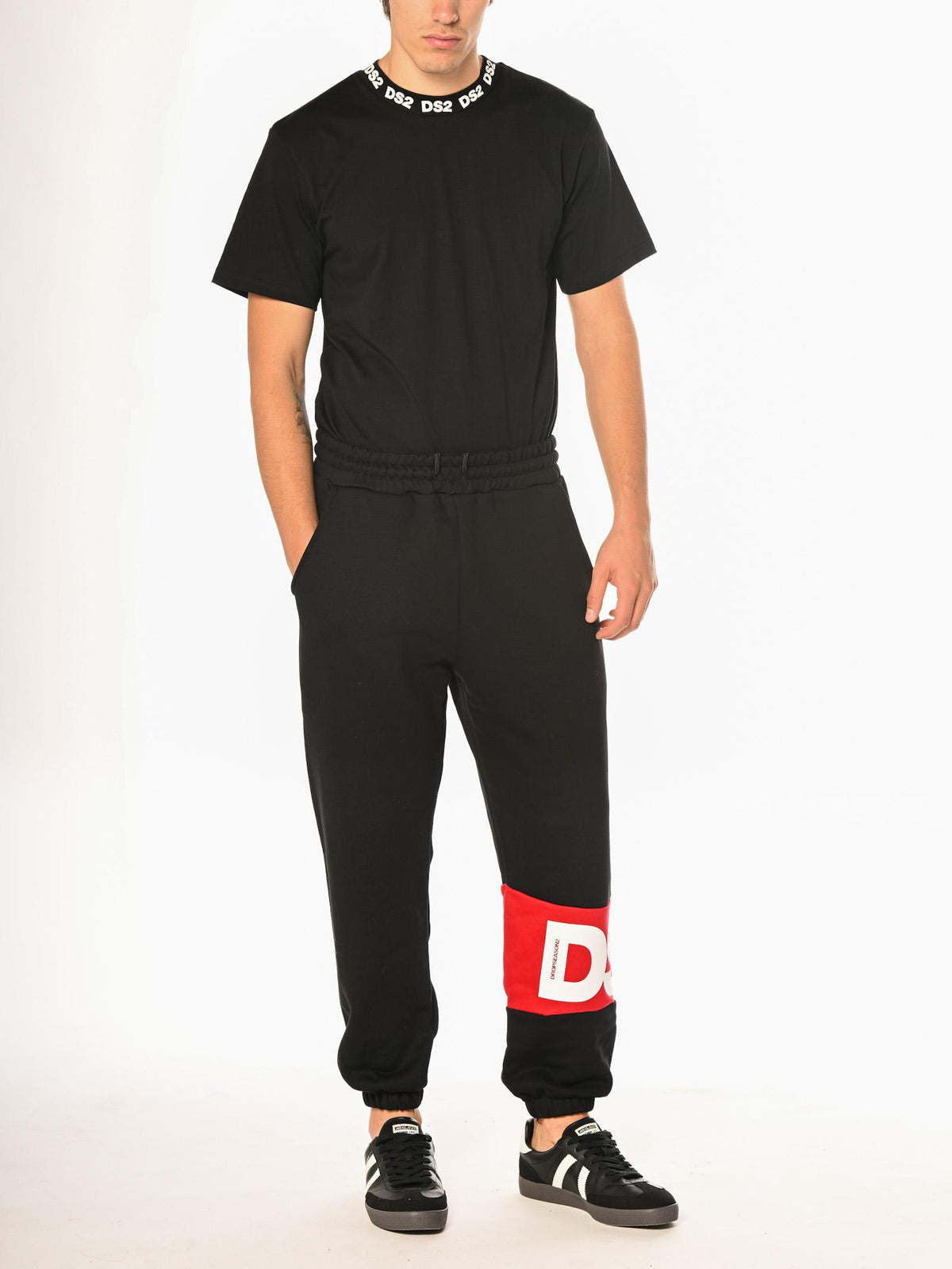 Pantalone DS2 Nero Logo in felpa FW25217 NERO DS2 