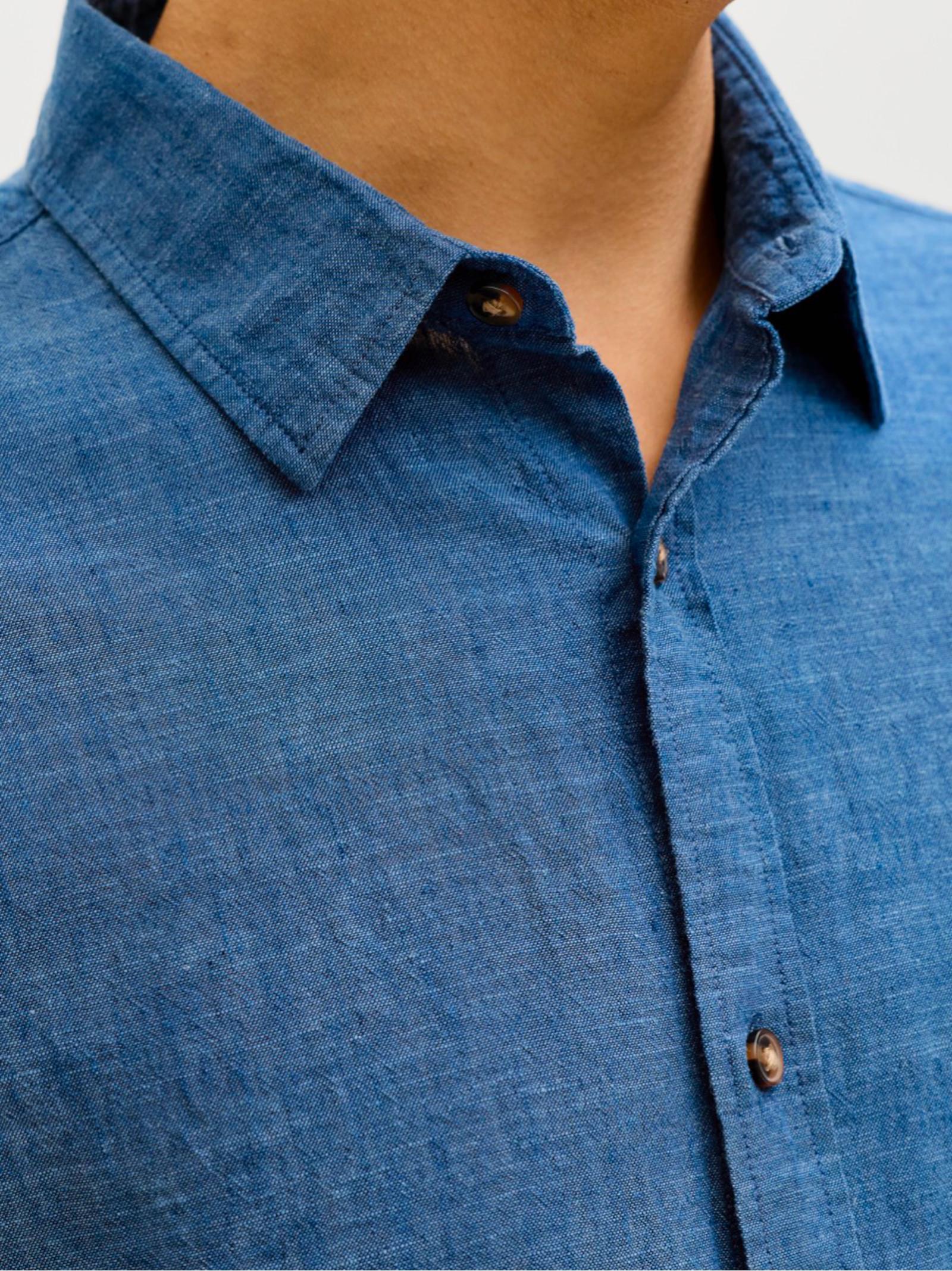 Camicia Jack & Jones Blu Summer misto lino 12289174 /Navy Blazer JACK & JONES 