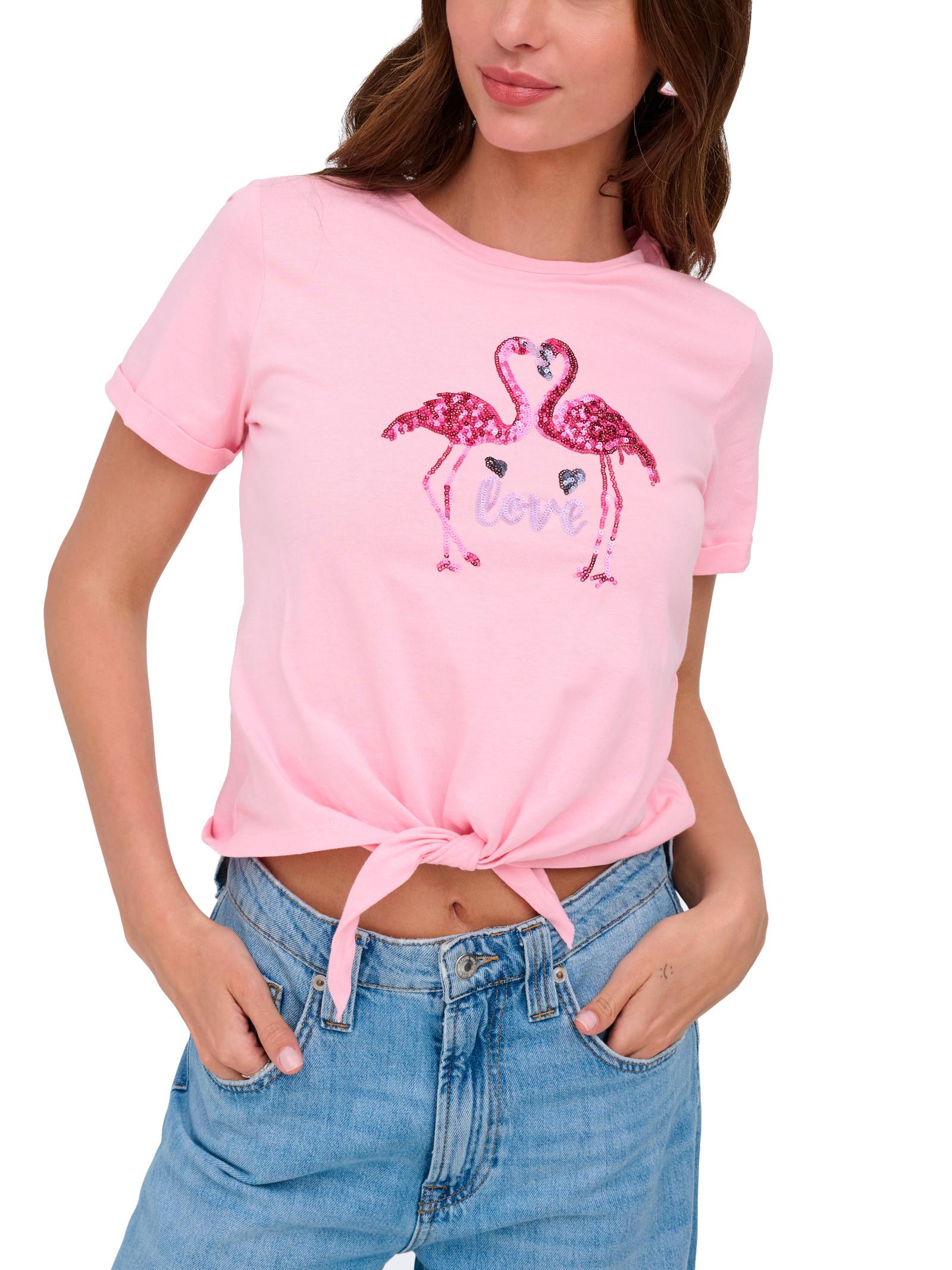 T-shirt Only Dora Rosa fenicottero 15346678 /Romance Rose ONLY 