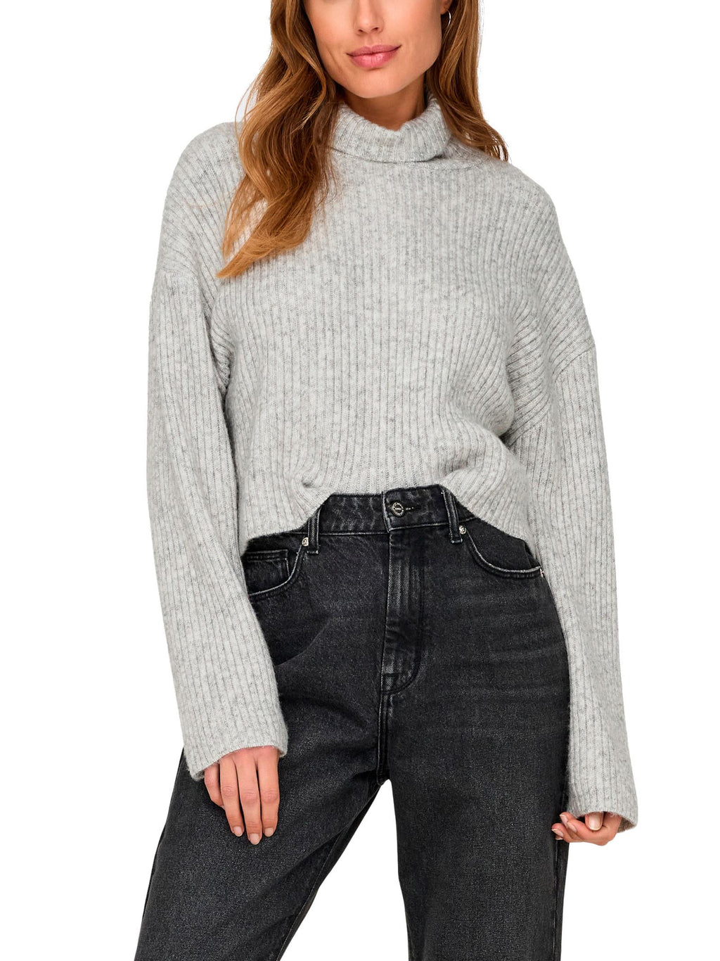 Maglia Only Melanie Grigio con collo alto 15321177 /Light Grey Melange ONLY 