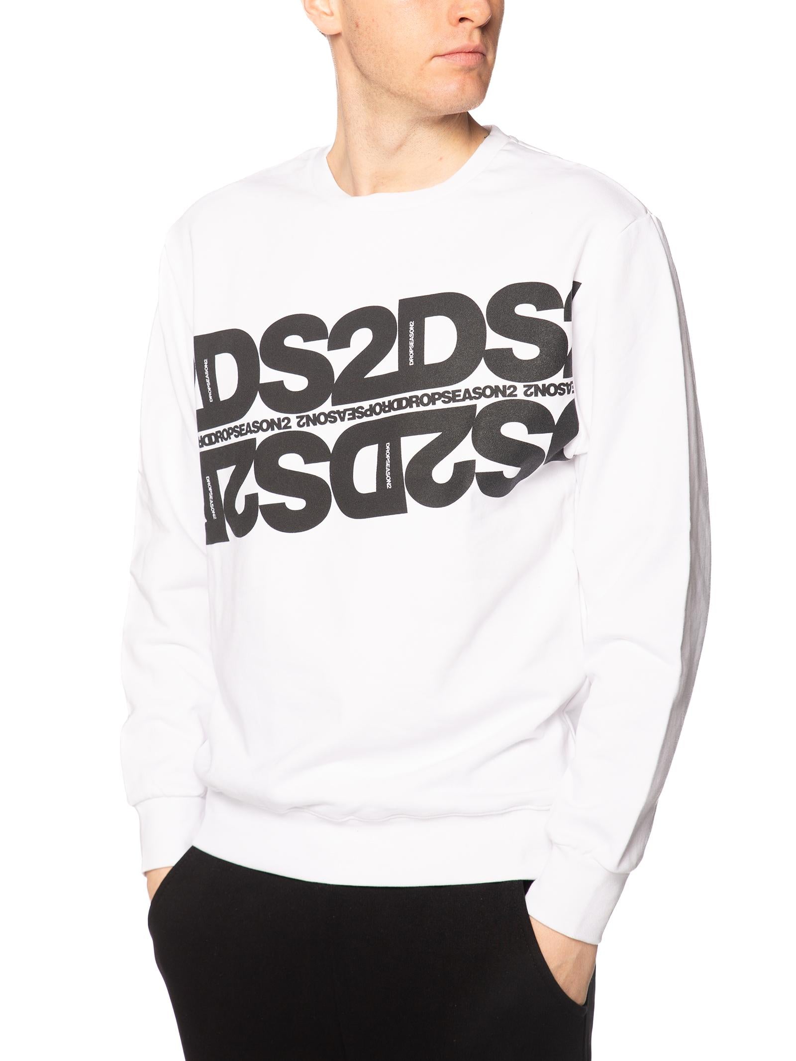 Felpa DS2 Bianco Diagonal girocollo SS26256 BIANCO DS2 