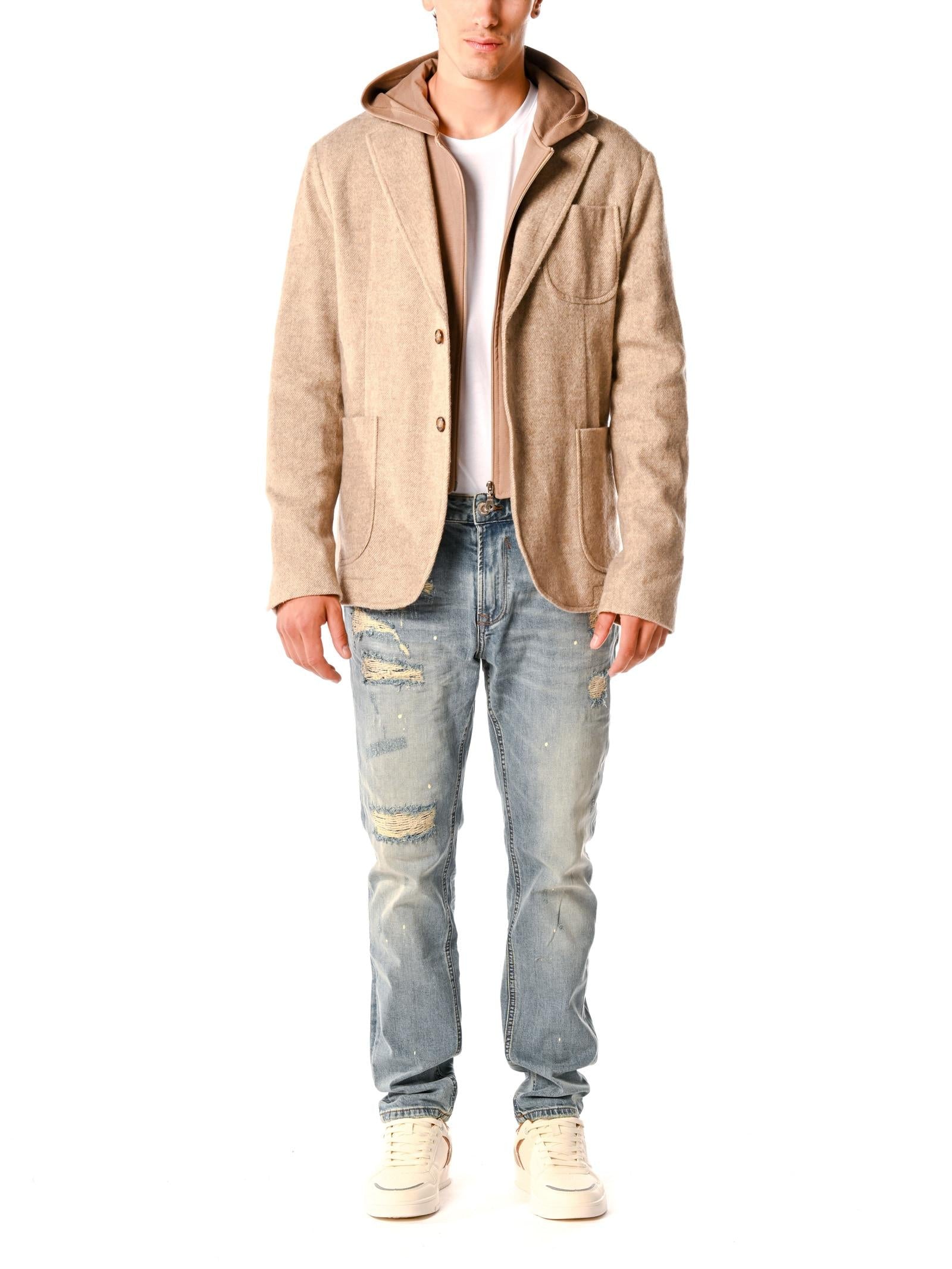 Giacca Gianni Lupo Beige con cappuccio GN21806 BEIGE GIANNI LUPO 