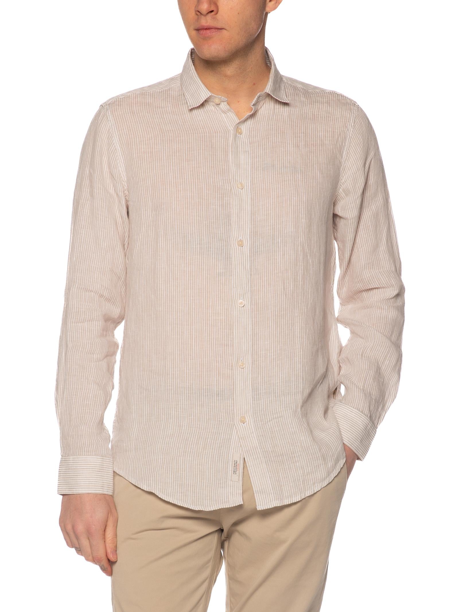 Camicia Gianni Lupo Beige in lino a righe GL7828S BEIGE GIANNI LUPO 