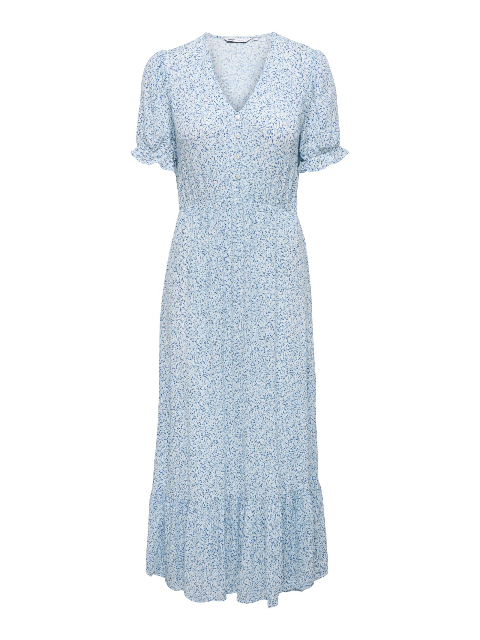 Abito Only Celeste Chianti scollo a V 15270519 /marina/white flower ONLY 