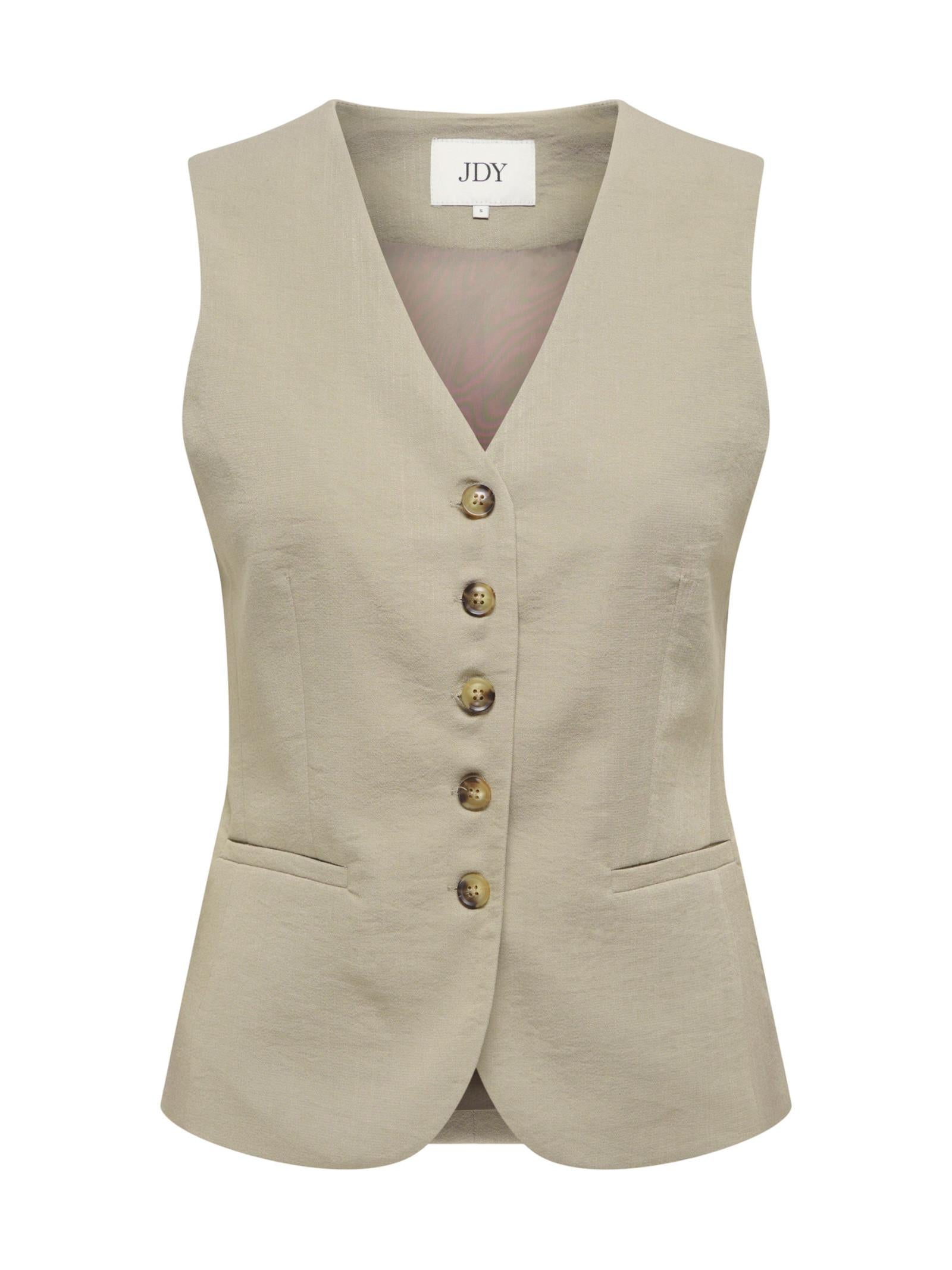 Gilet Only Beige River motivo a V 15354010 /Weathered Teak JDY 