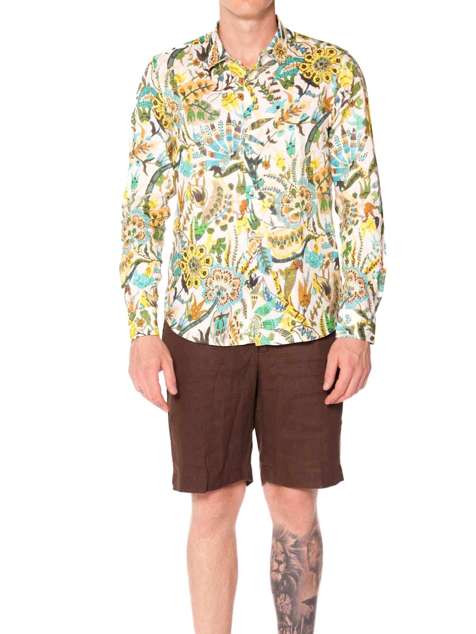 Camicia Gianni Lupo Bianco in lino fantasia GL109DA WHITE GIANNI LUPO 