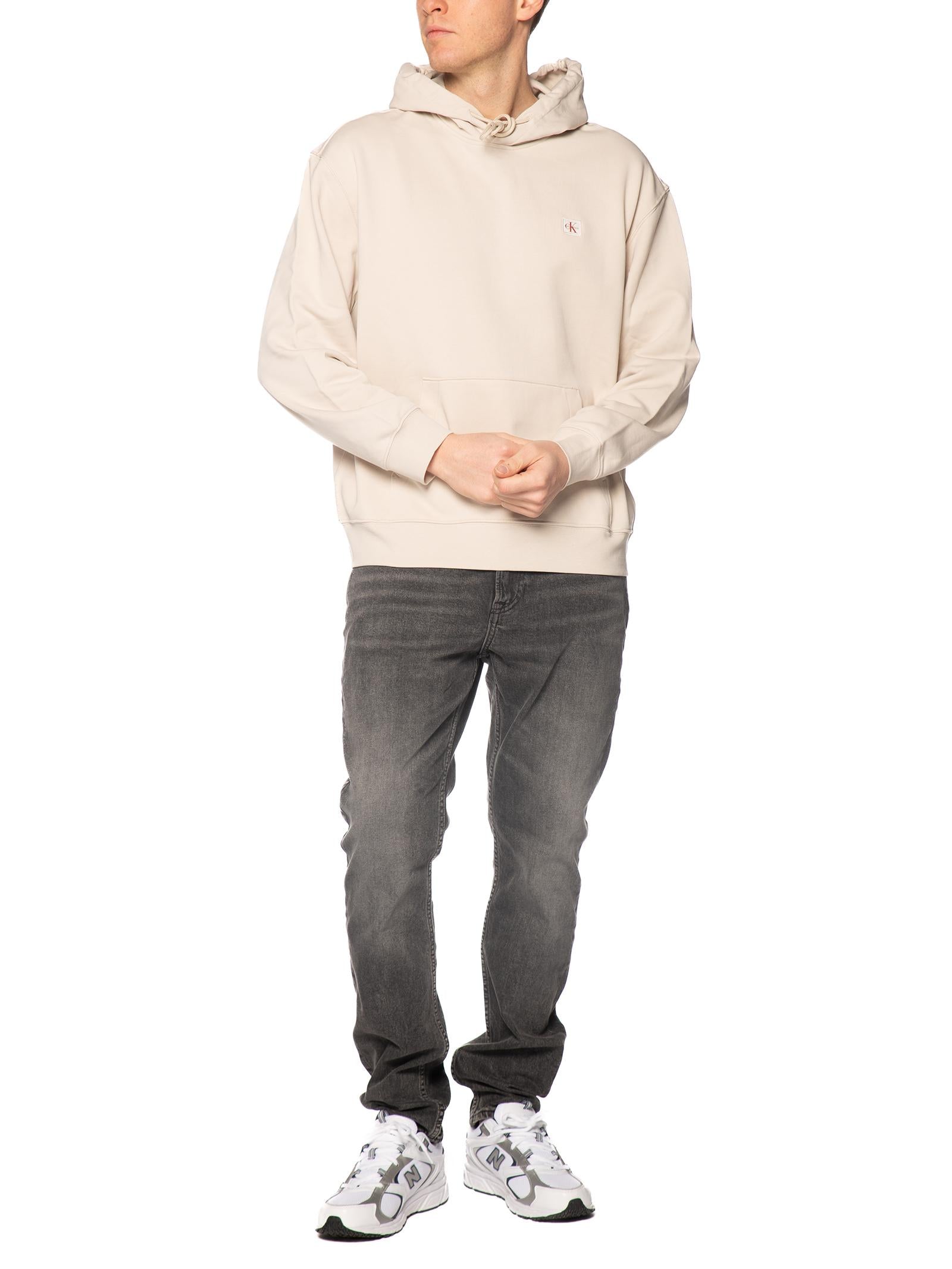 Felpa Calvin Klein Beige Badge cappuccio LV04RC274G 2JX CALVIN KLEIN 