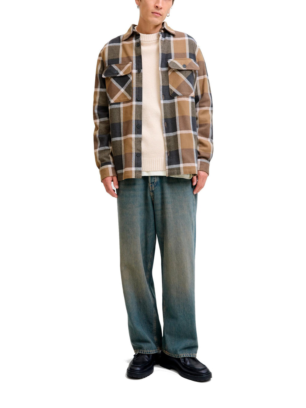 Camicia Jack & Jones Rayle Beige a quadri 12286804 /Malt Ball JACK & JONES 