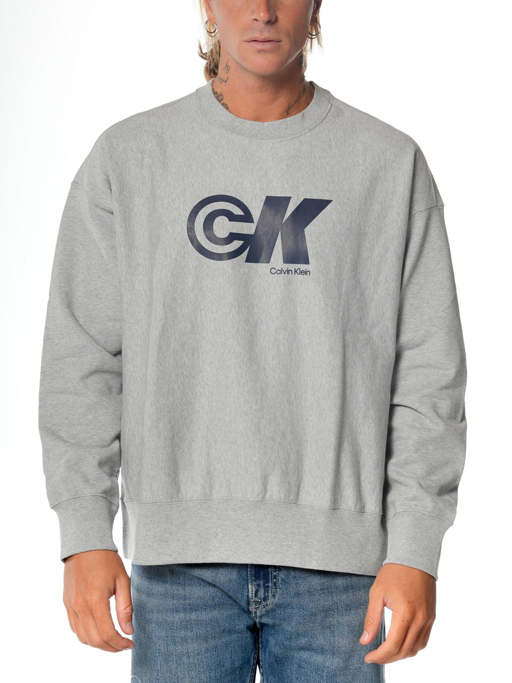 Felpa Calvin Klein Grigio girocollo LV04RC840G P79 CALVIN KLEIN 