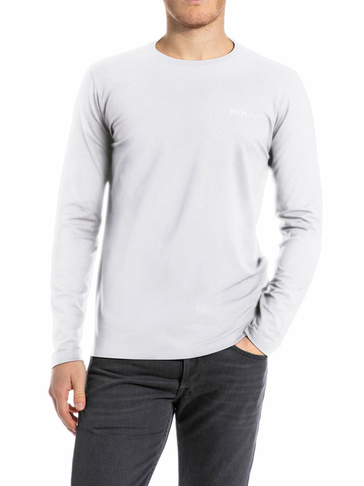 T-shirt Replay Bianco Basic manica lunga M3233 001 REPLAY 