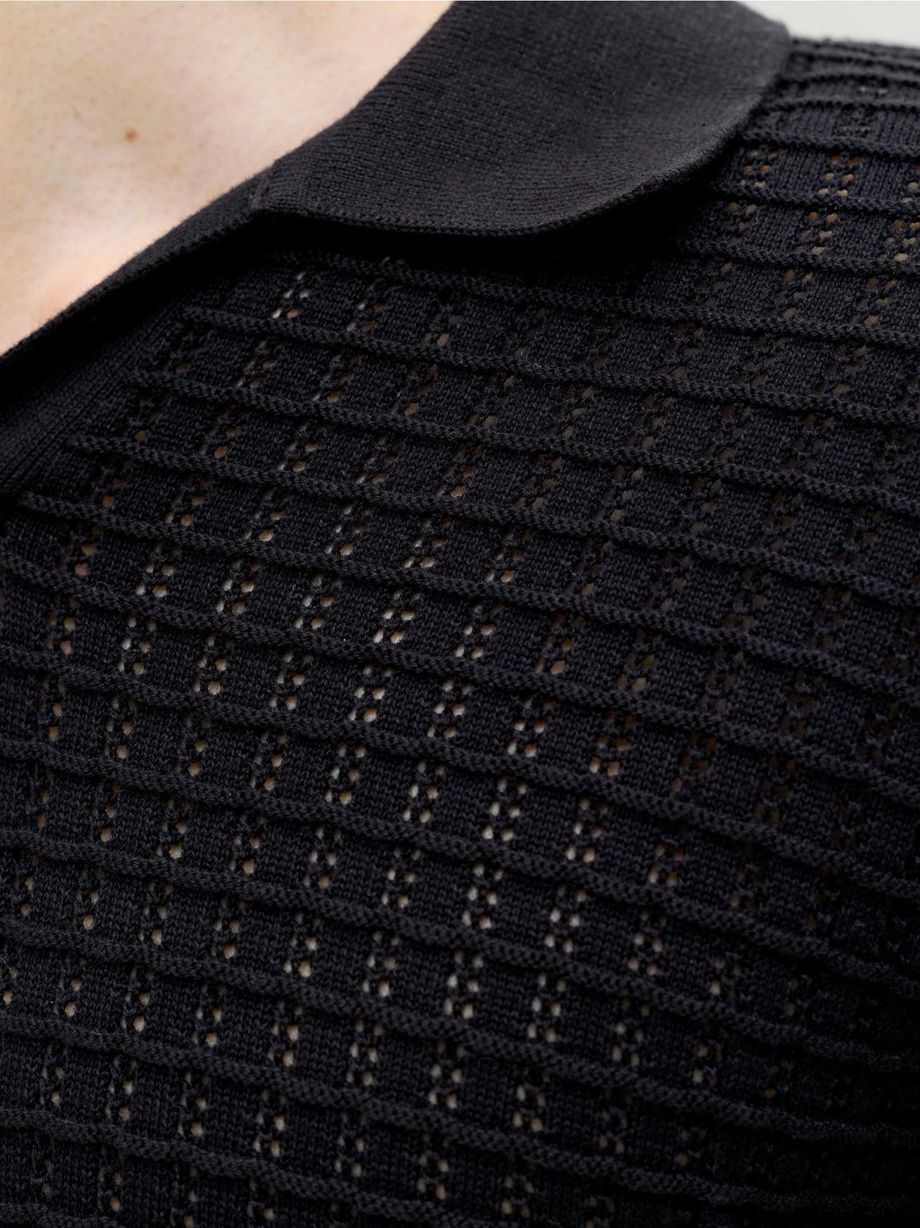 Polo Jack & Jones Nero Tucket collo aperto 12291422 /Black JACK & JONES 