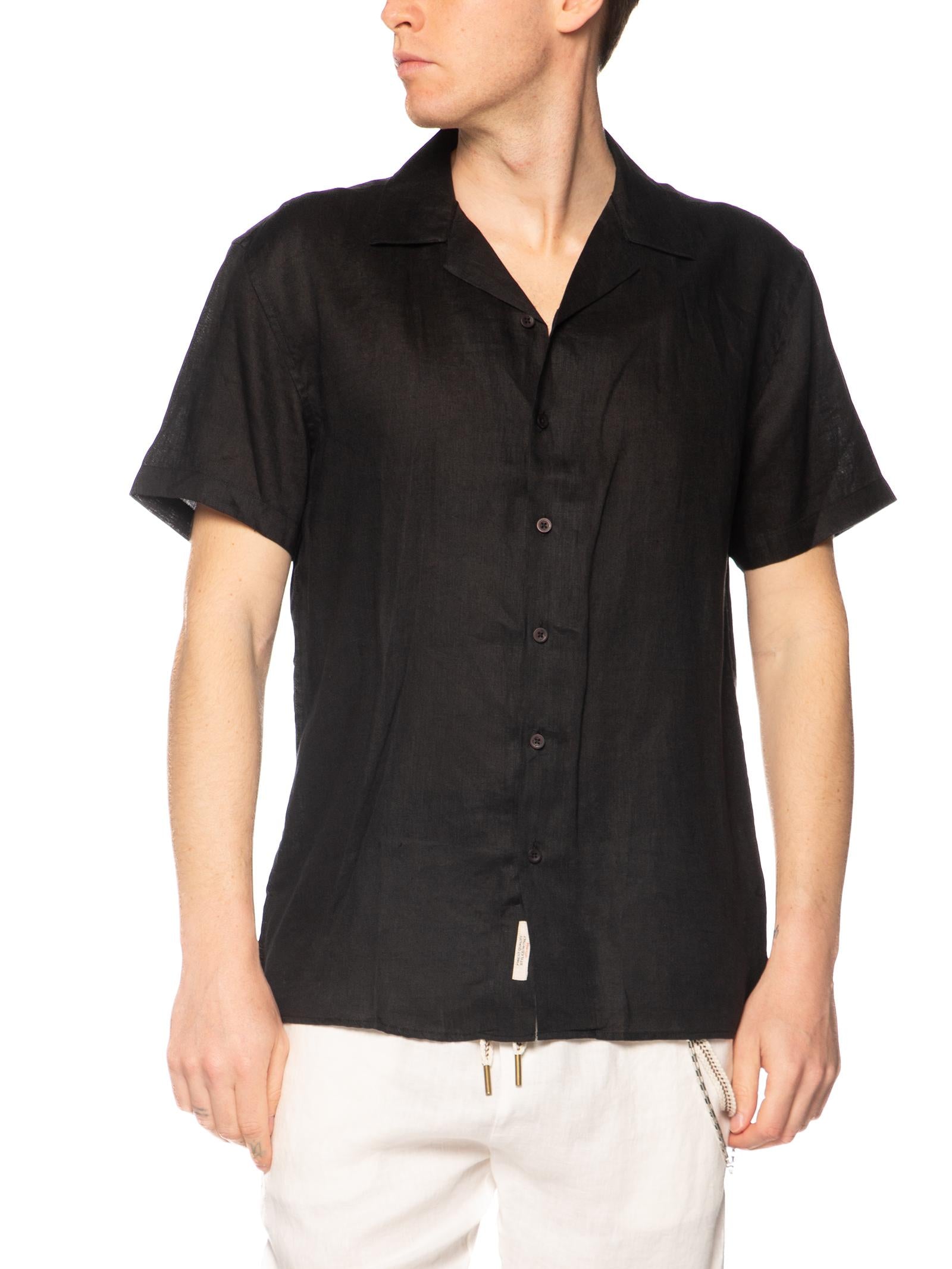 Camicia Gianni Lupo Nero in lino maniche corte GL7658S NERO GIANNI LUPO 