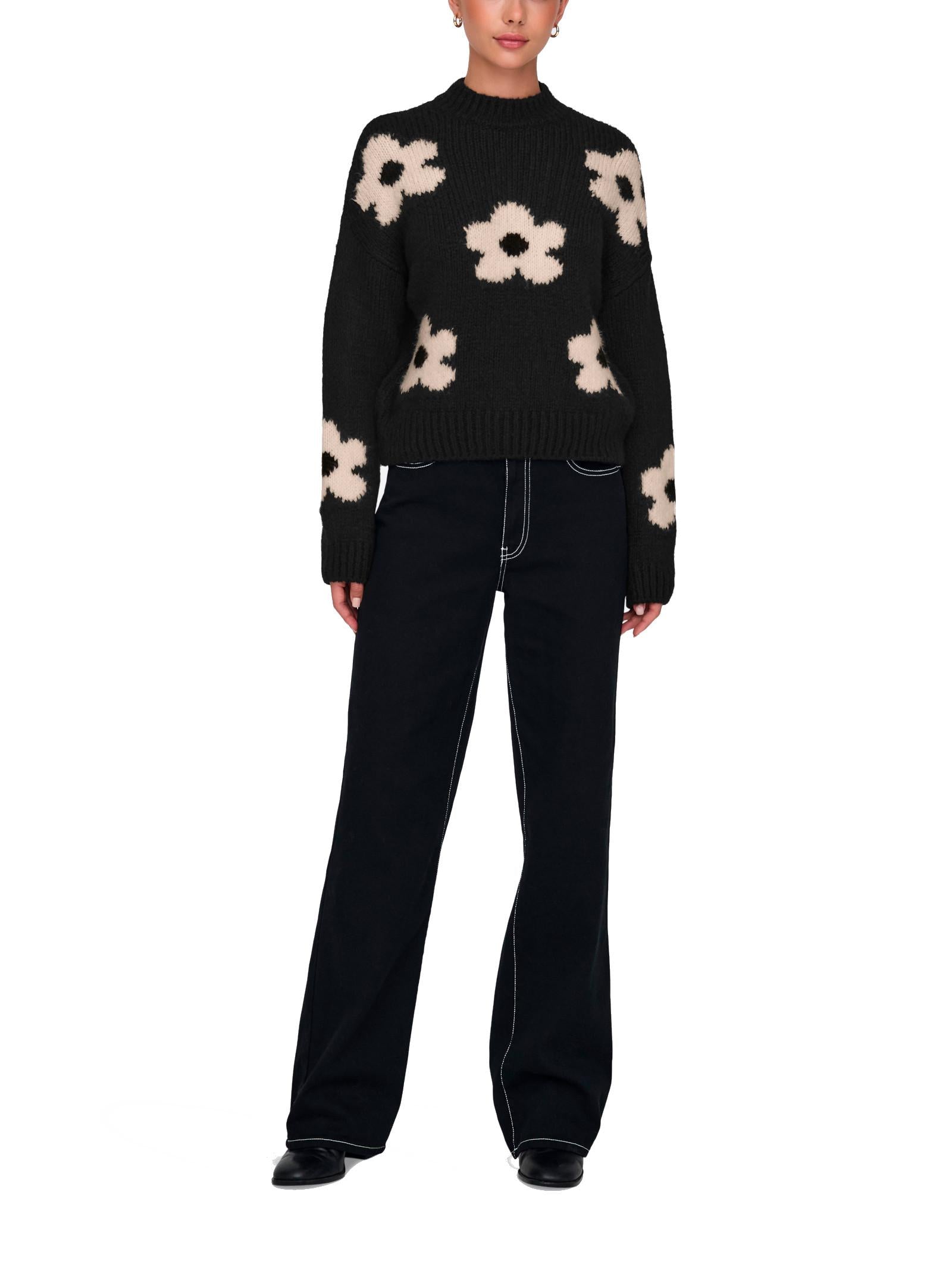 Maglia Jacqueline De Yong Kilian Nero fiori 15341564 /Black JDY 