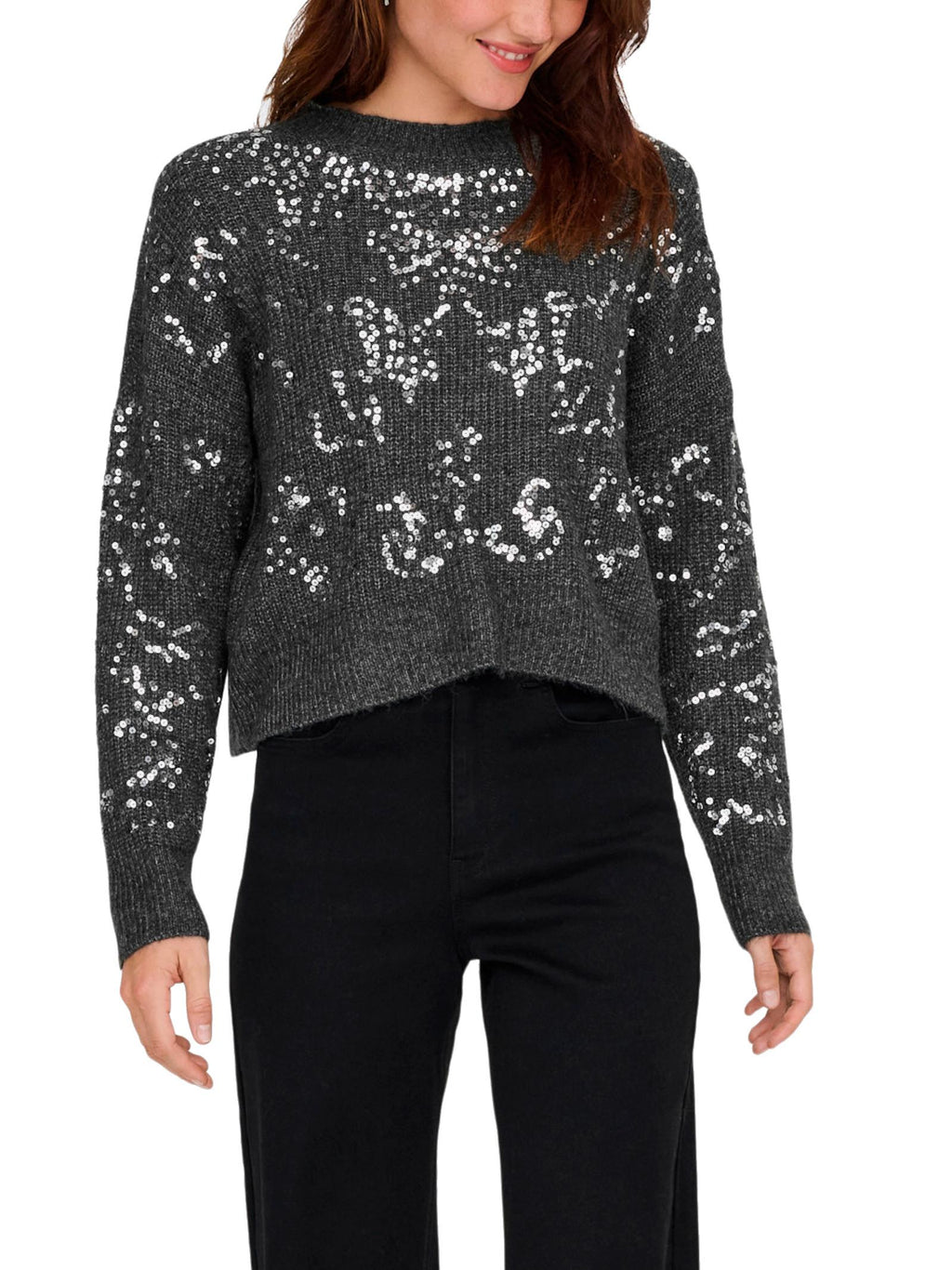 Maglia Only Alta Grigio glitter 15353230 /Dark Grey Melange ONLY 