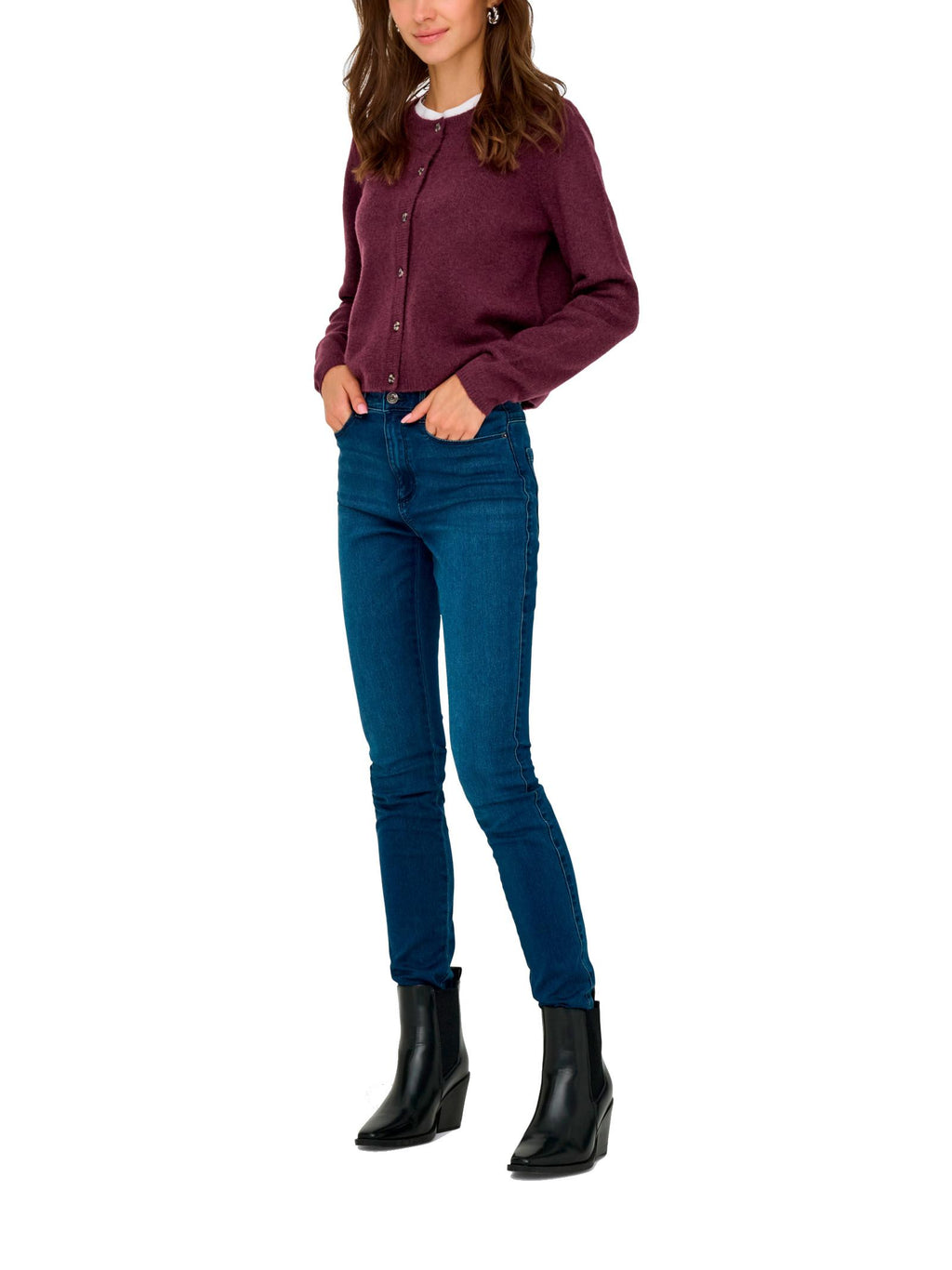 Cardigan Jacqueline De Yong Chloe Bordeaux bottone 15330581 /Winetasting JDY 